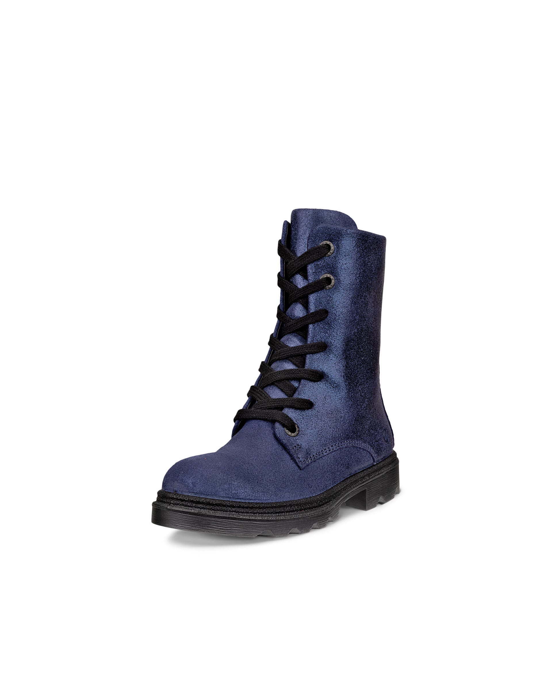 Kids' ECCO® GRAINER Suede Waterproof Lace-Up Boot - Purple - Outside