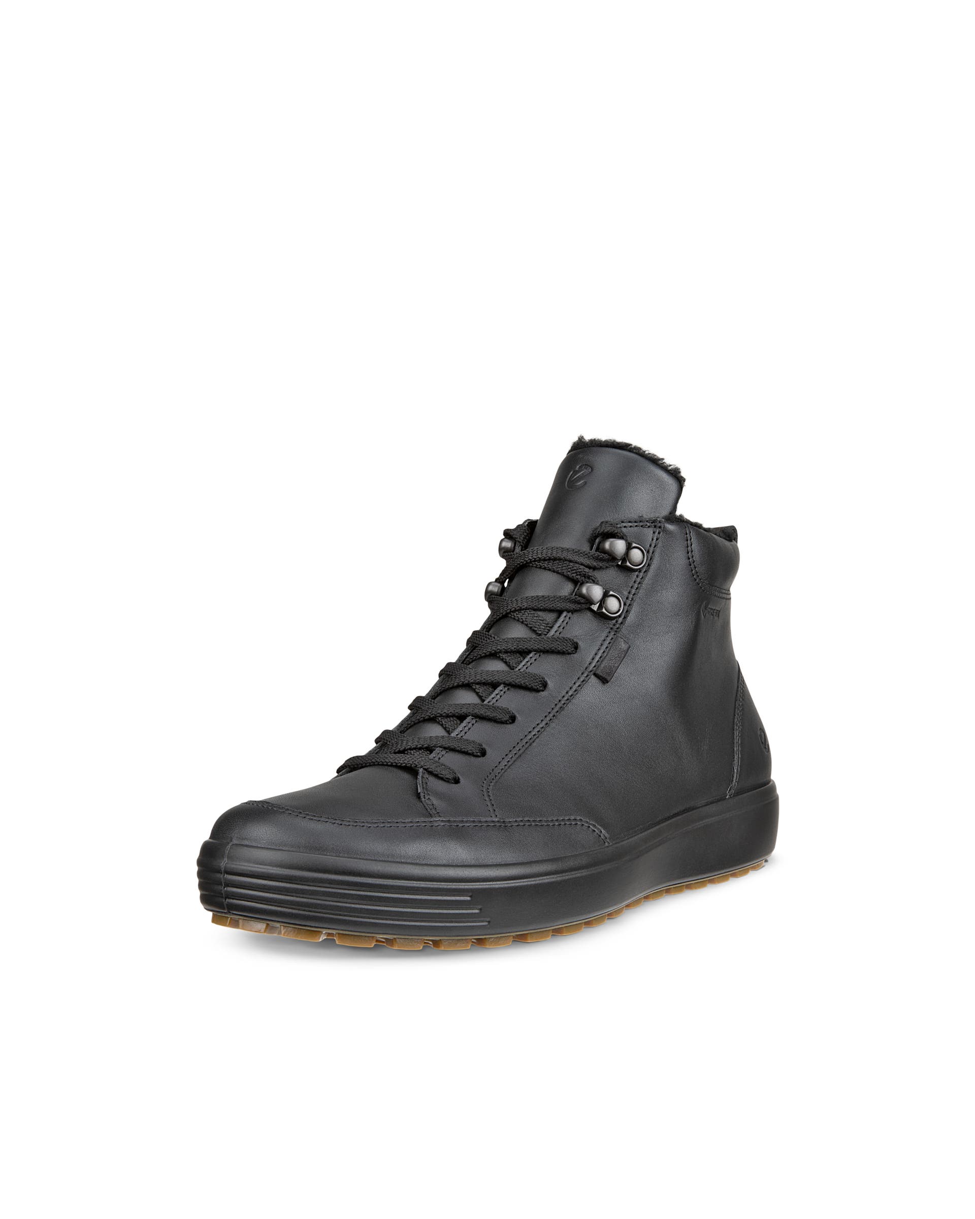 Men's ECCO® Soft 7 Tred Leather Gore-Tex Mid-Cut Boot - Black - Main