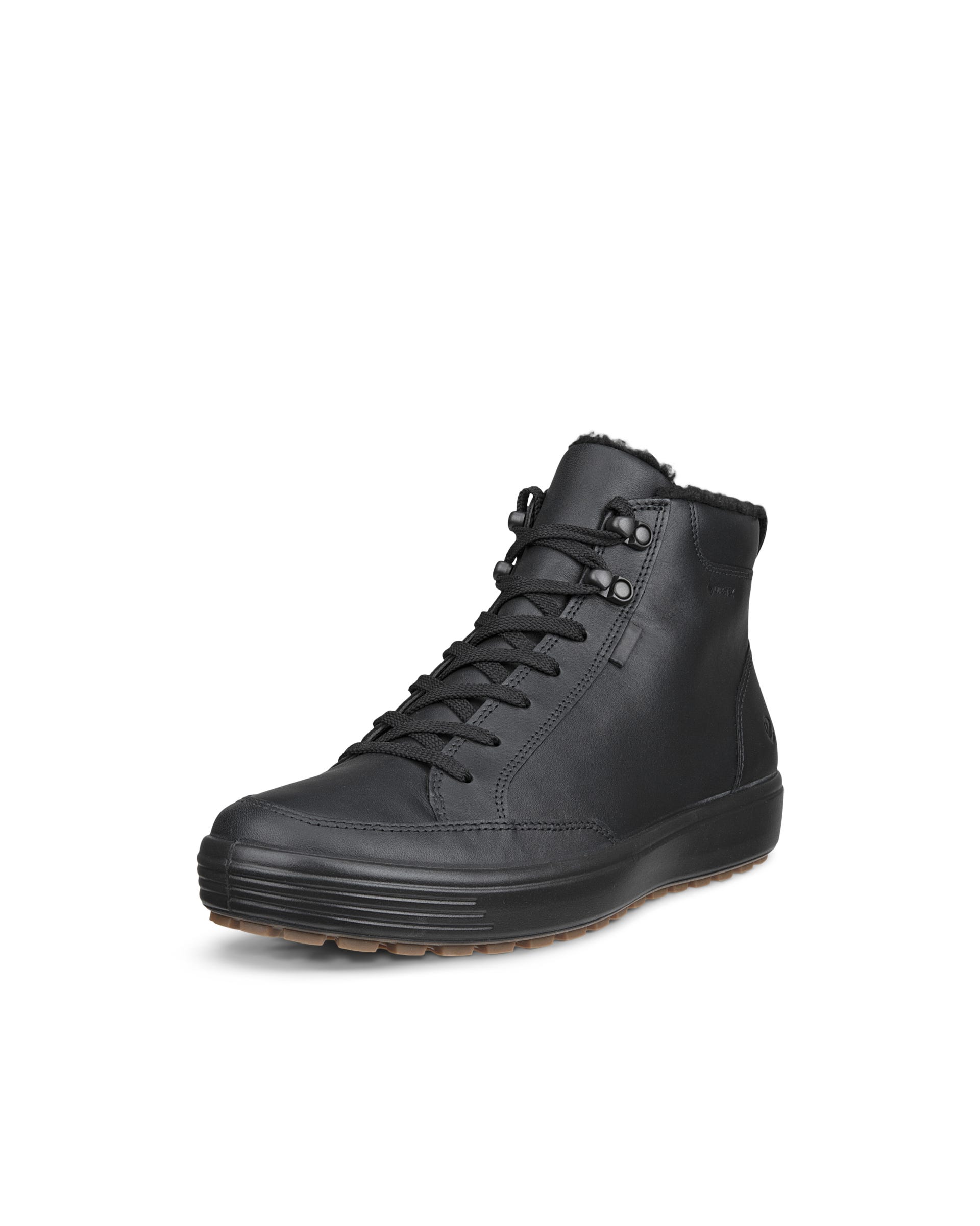 Men's ECCO® Soft 7 Tred Leather Gore-Tex Mid-Cut Boot - Black - Main