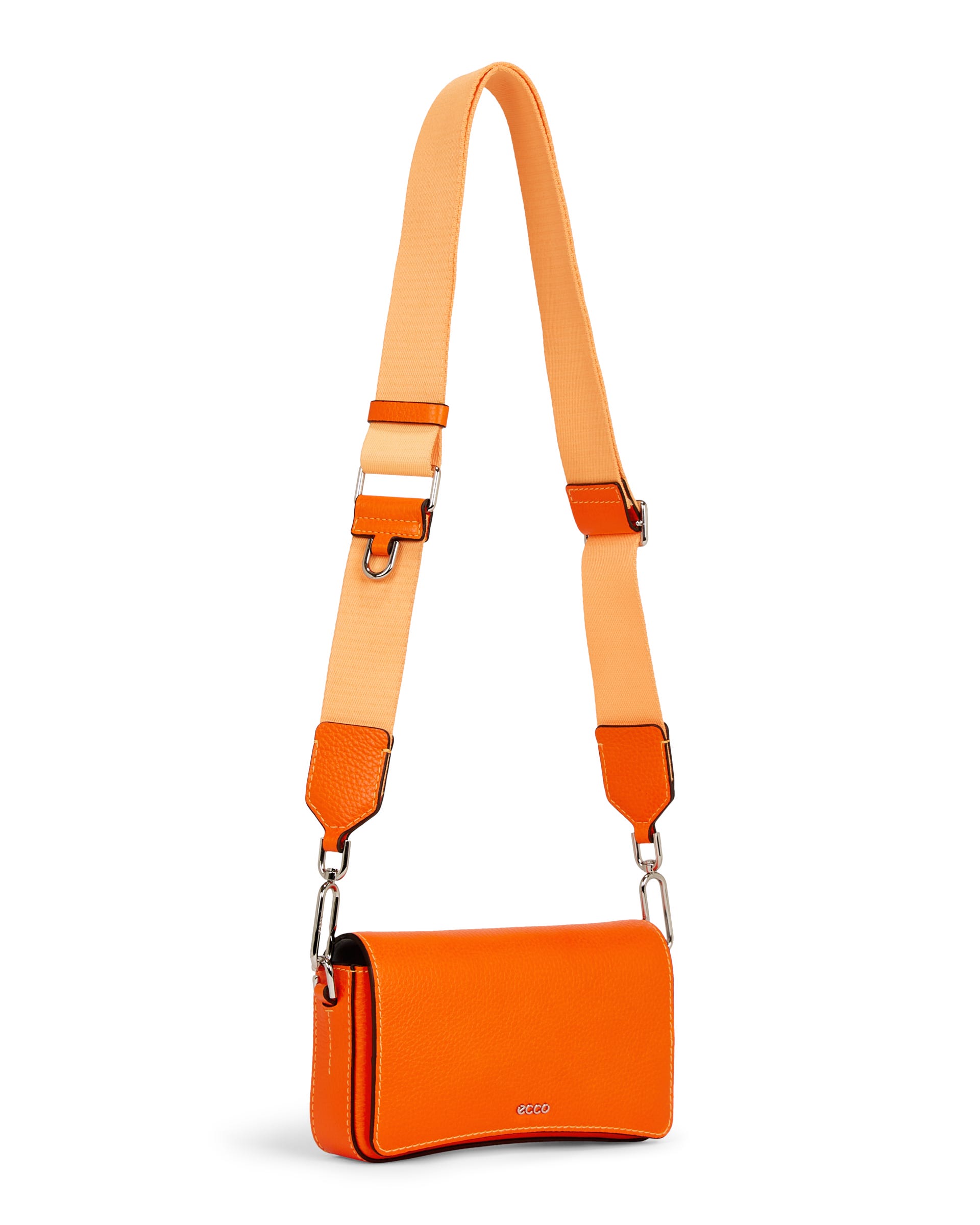 ECCO® Pinch Small Pebbled Leather Pinch Crossbody Bag - Orange - Main