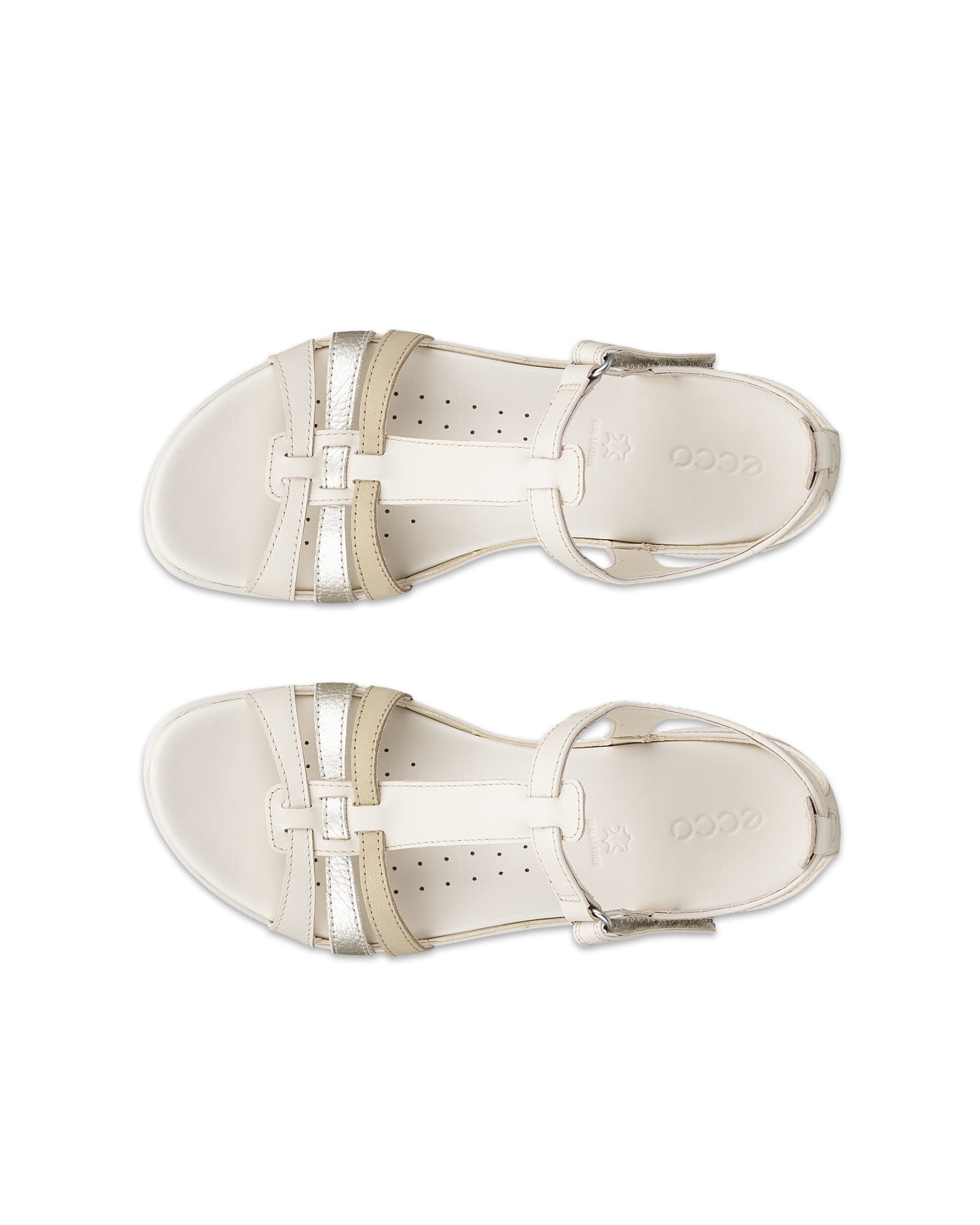 ECCO® Flash Dames leren sandaal met bandje - Beige - Top left pair