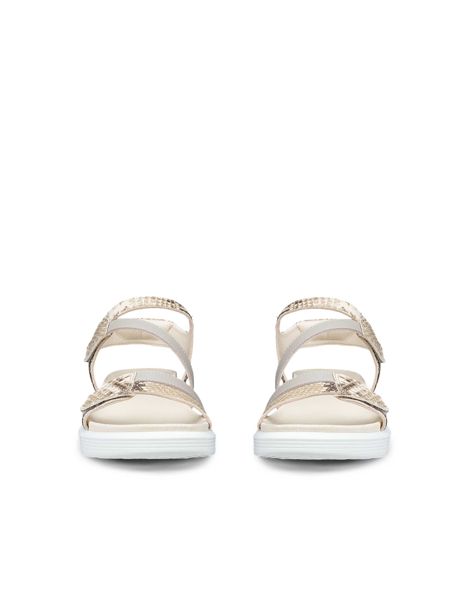 Women's ECCO® Soft Sandal Leather Two Strap Sandal - Gold - Front pair