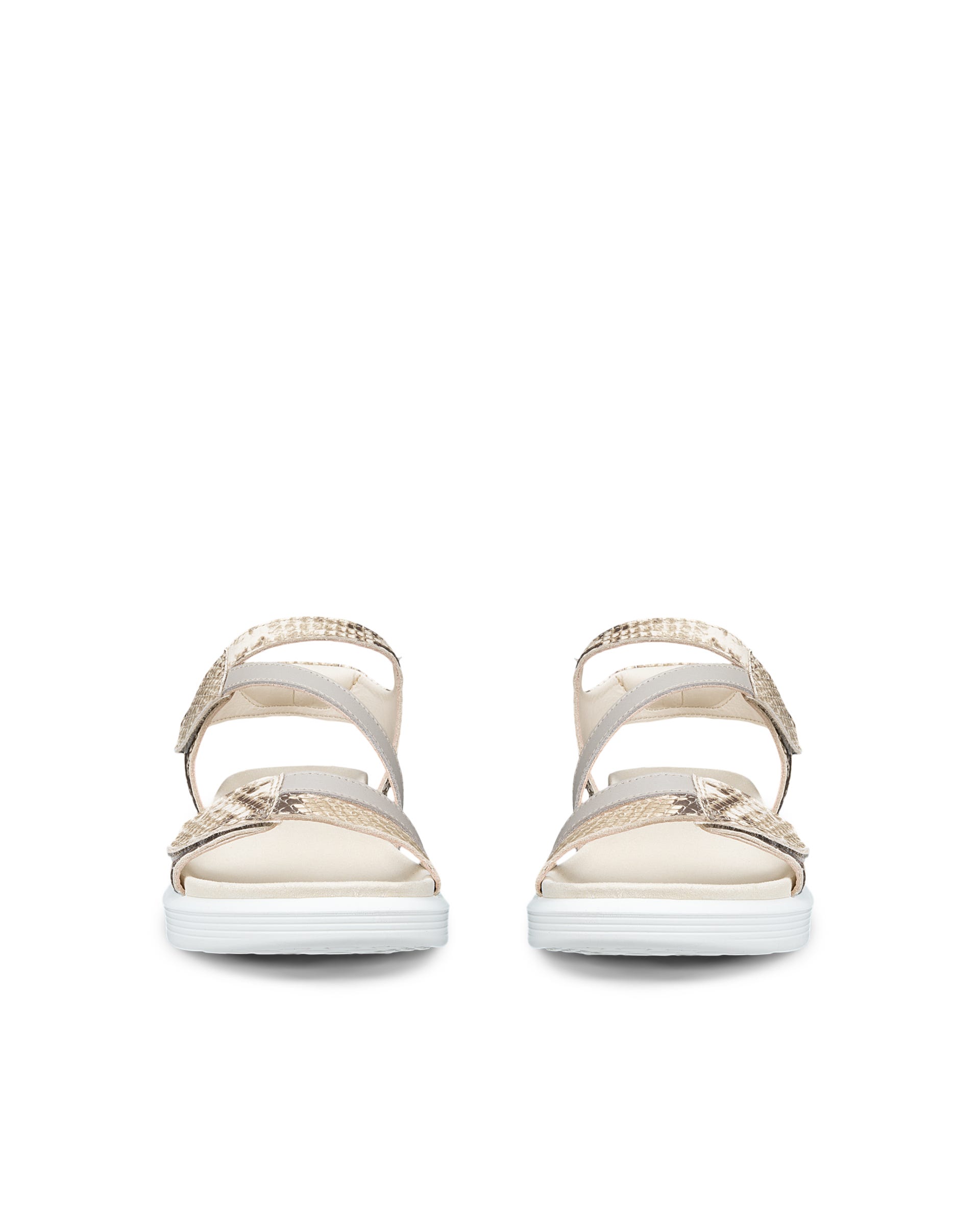 Women's ECCO® Soft Sandal Leather Two Strap Sandal - Gold - Front pair