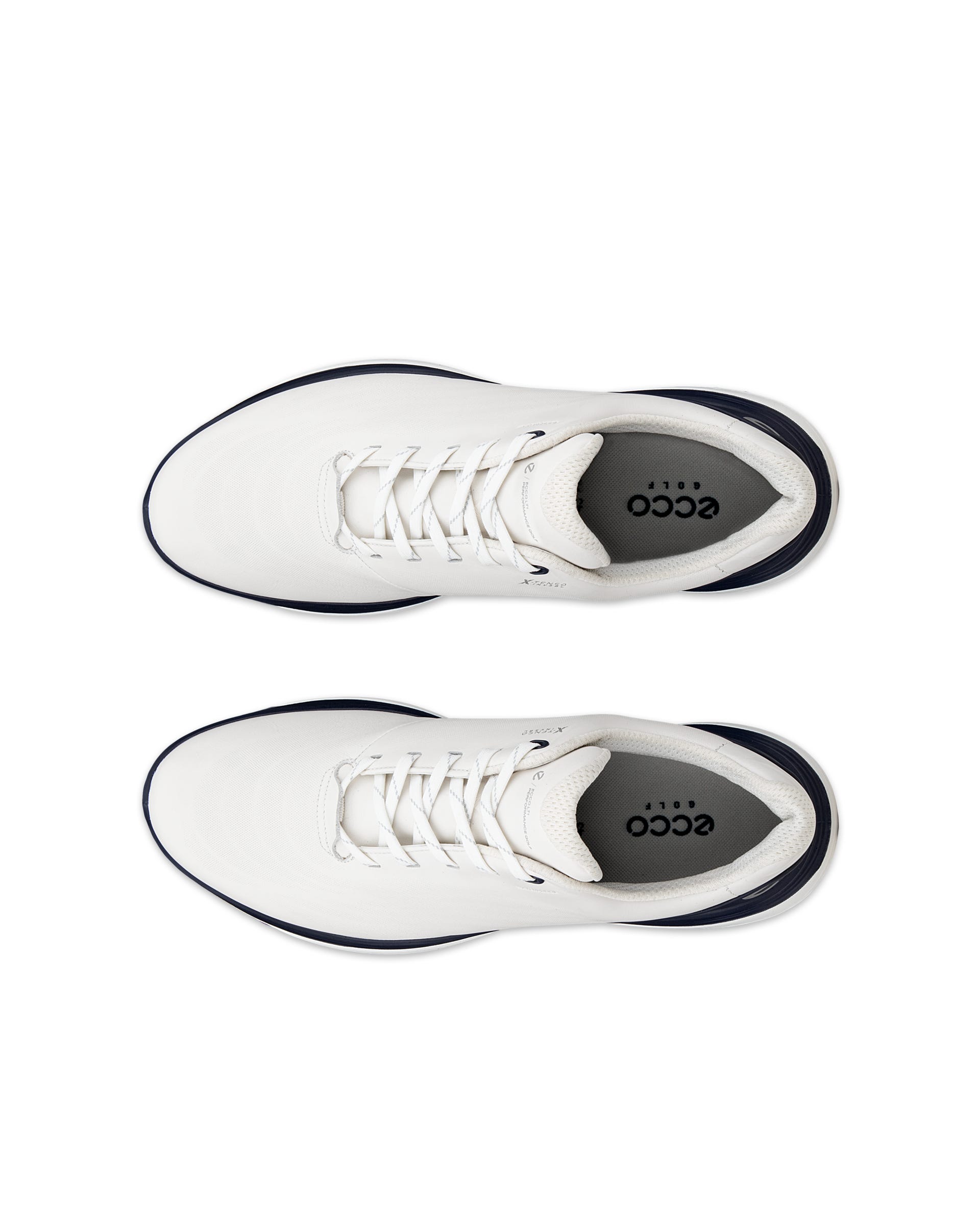 ECCO LT1 GOLF LACE Men メンズ レザーウォータープルーフゴルフシューズ - ホワイト - Top left pair