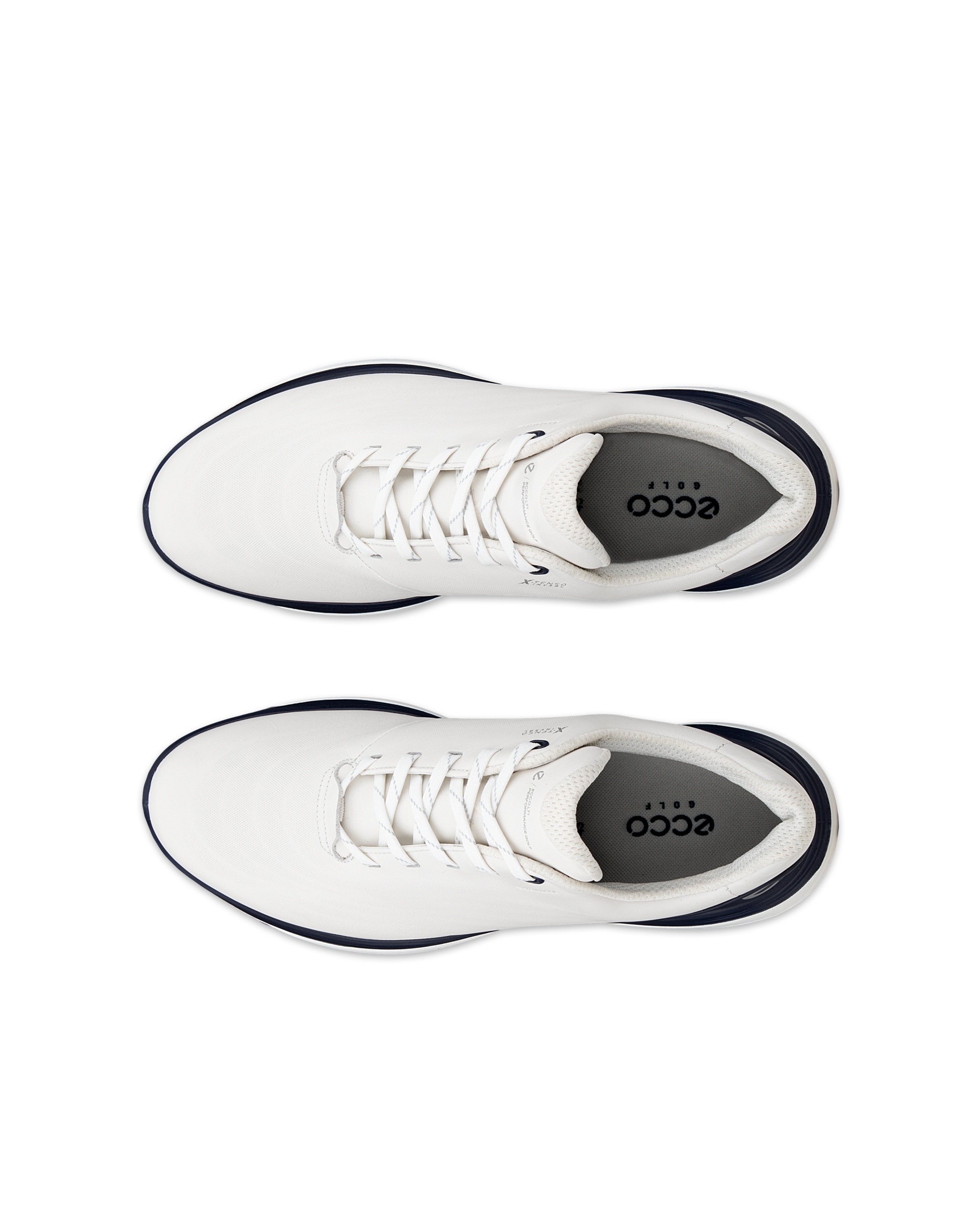ECCO Golf LT1 メンズ レザーウォータープルーフゴルフシューズ - ホワイト - Top left pair