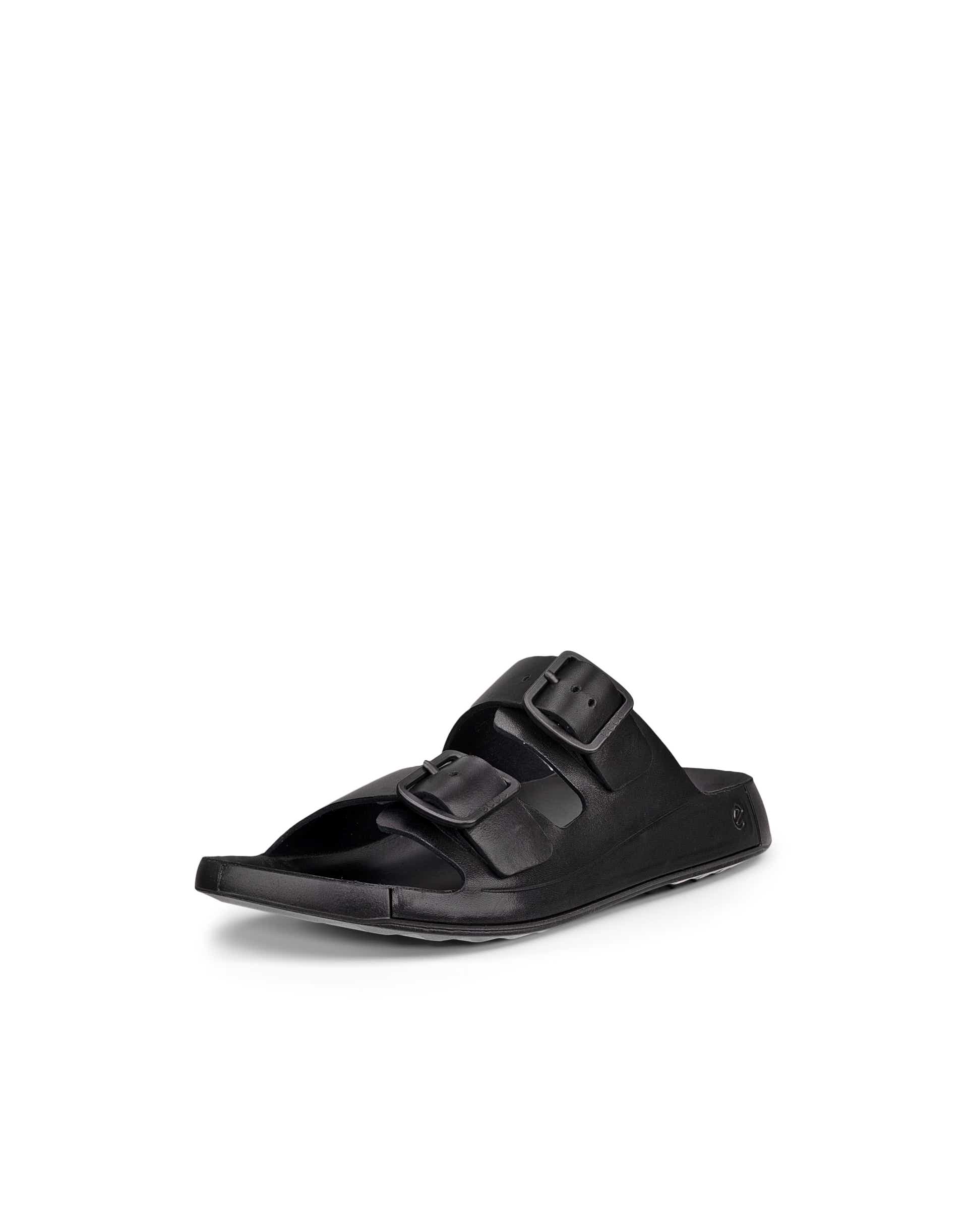 Men's ECCO® Cozmo Leather Two Strap Sandal - Black - Main