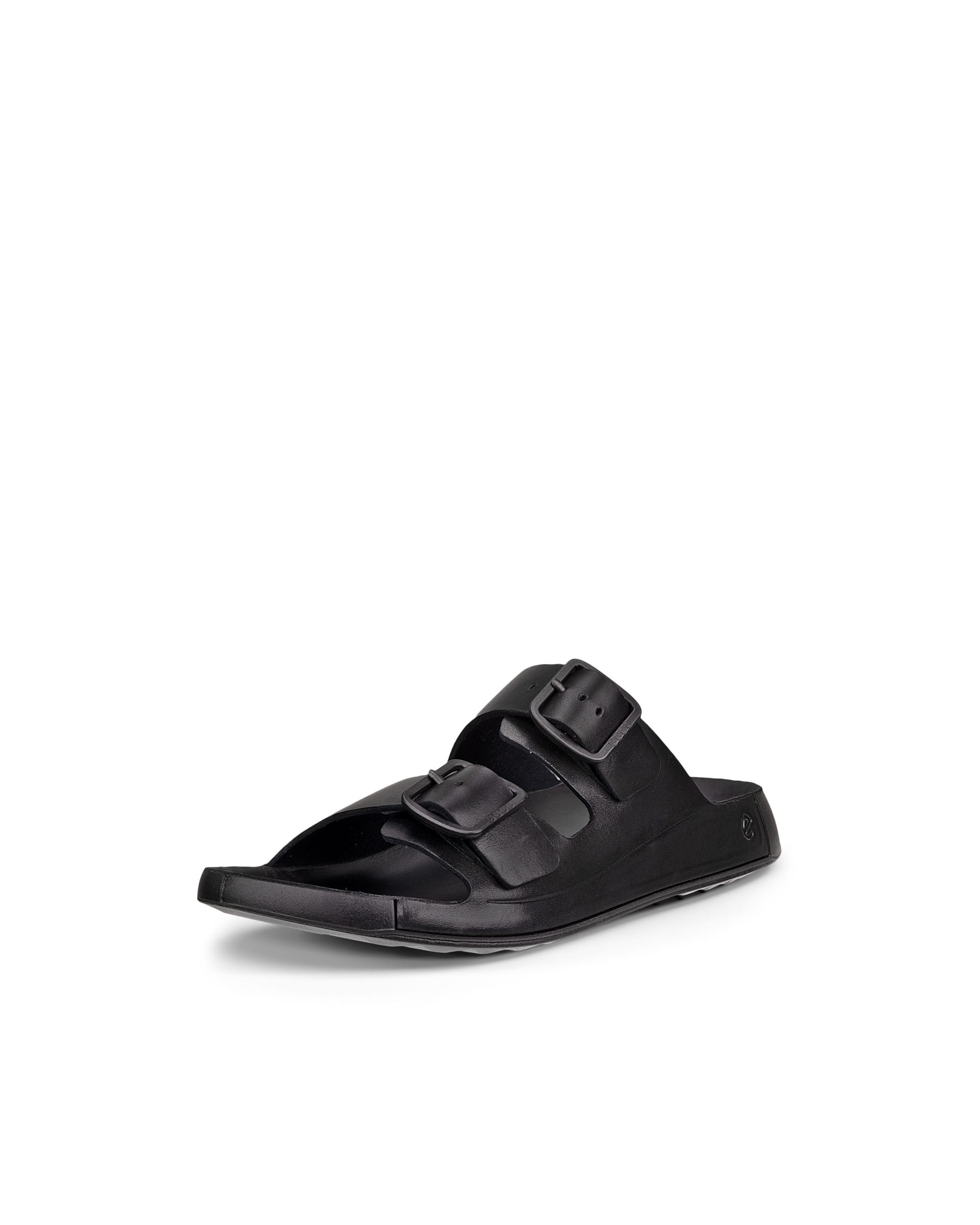 Men's ECCO® Cozmo Leather Two Strap Sandal - Black - Main