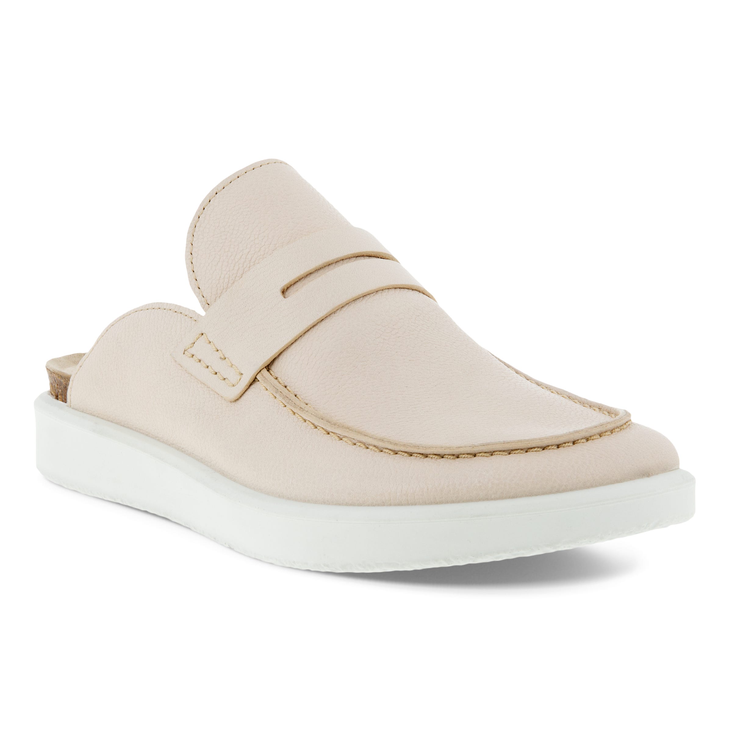 Women's ECCO® Corksphere Leather Mule Sandal - Beige - Main