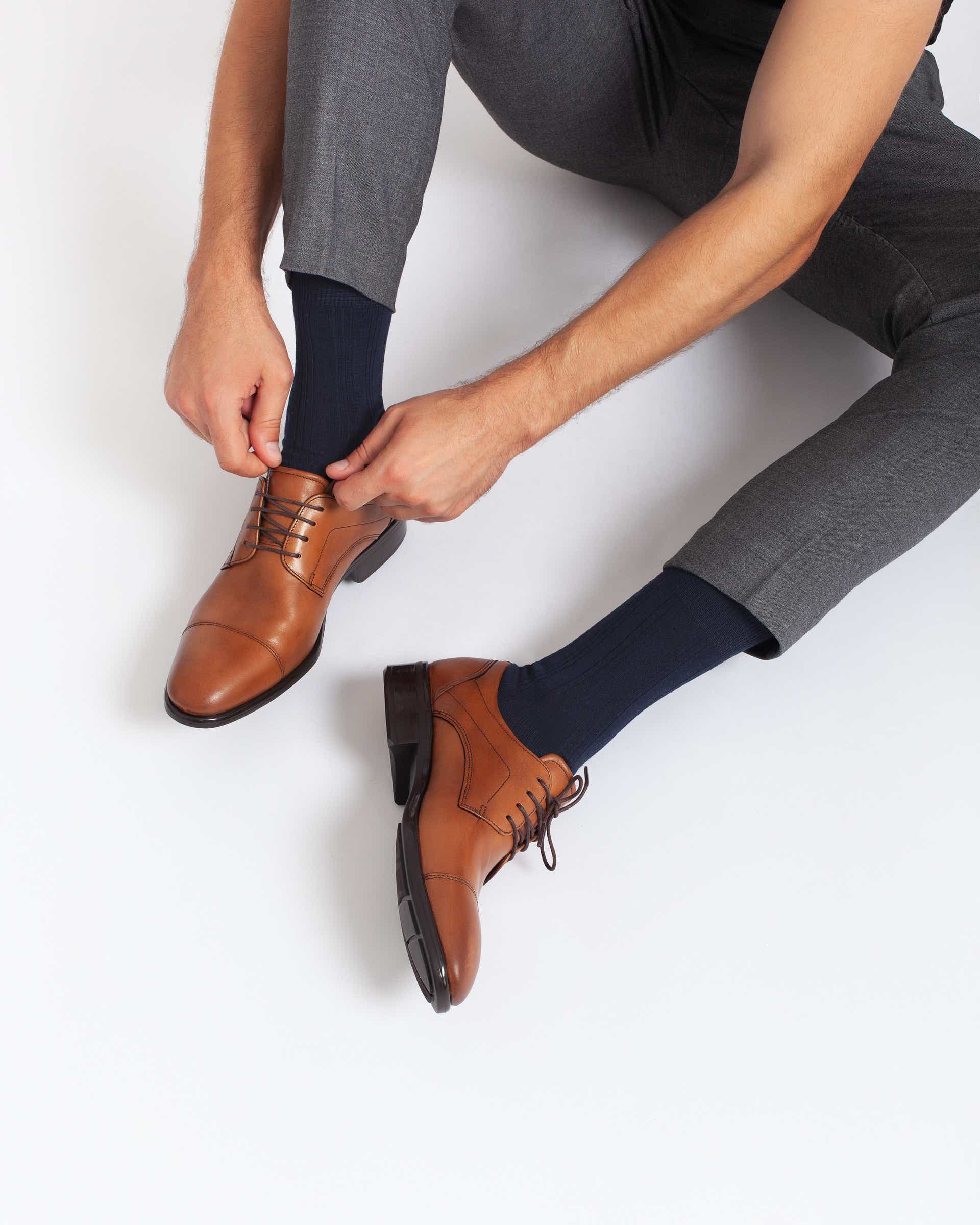 Men's ECCO® Ribbed Mid-Cut Socks - Blue - Detail-2