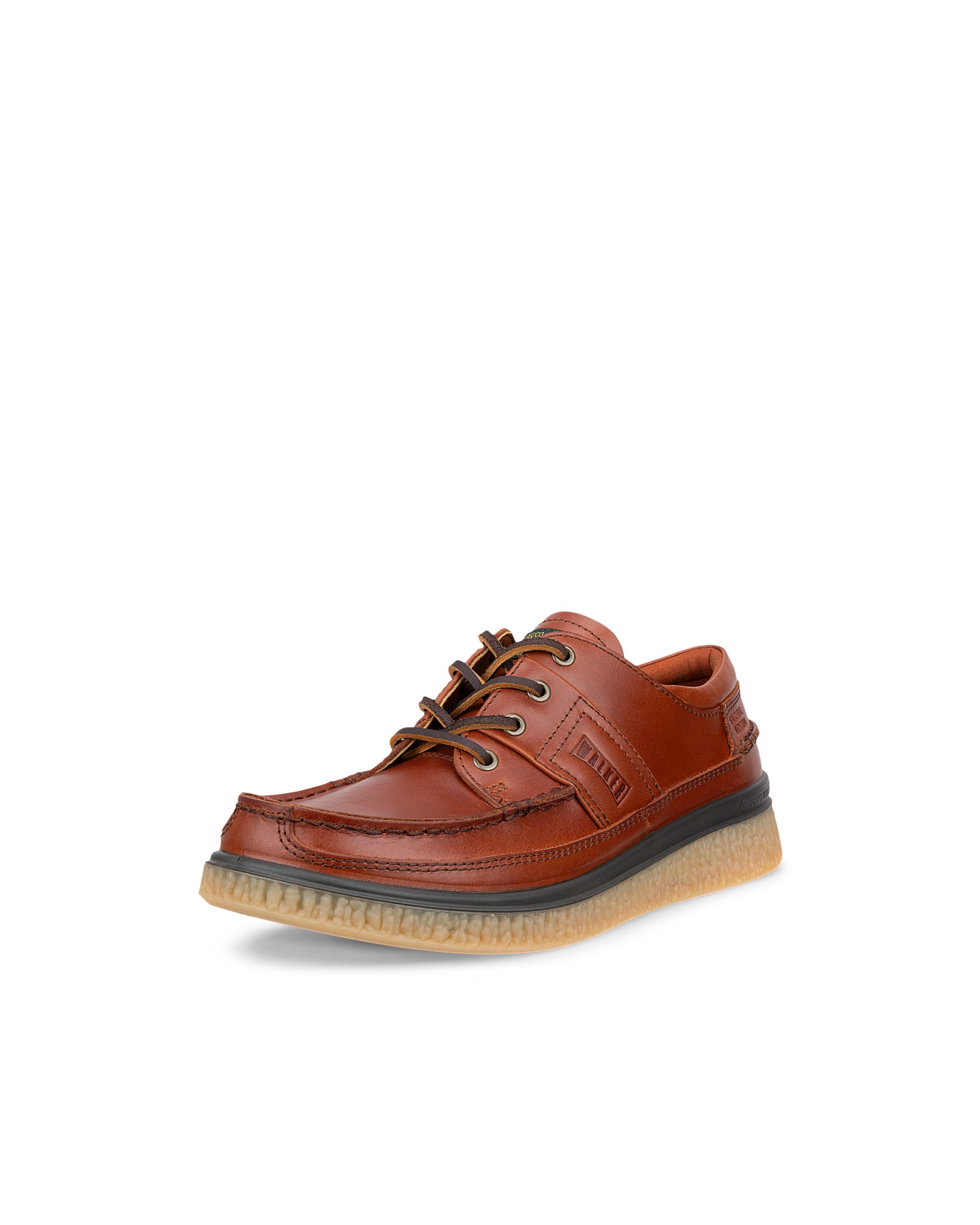 Męskie skórzane buty z ozdobnym szwem ECCO® WALKER 3.0 - Brązowy - Outside