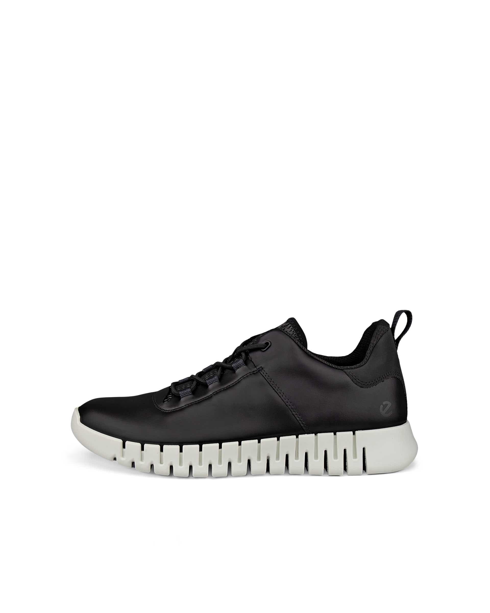 Men's ECCO® Gruuv Leather Trainer - Black - Outside