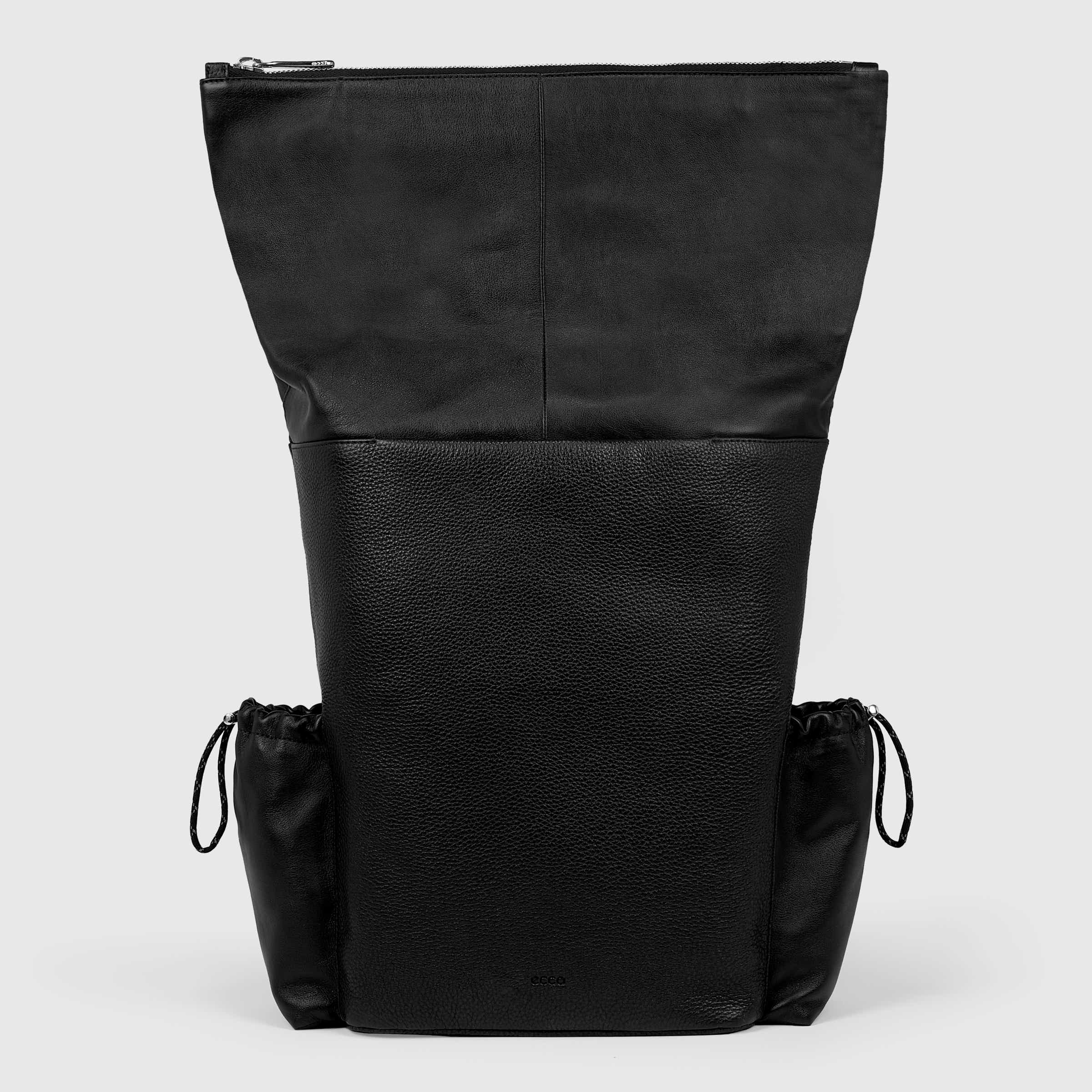 ECCO Textureblock Trapeze Pack レザーバックパック - ブラック - Detail-2