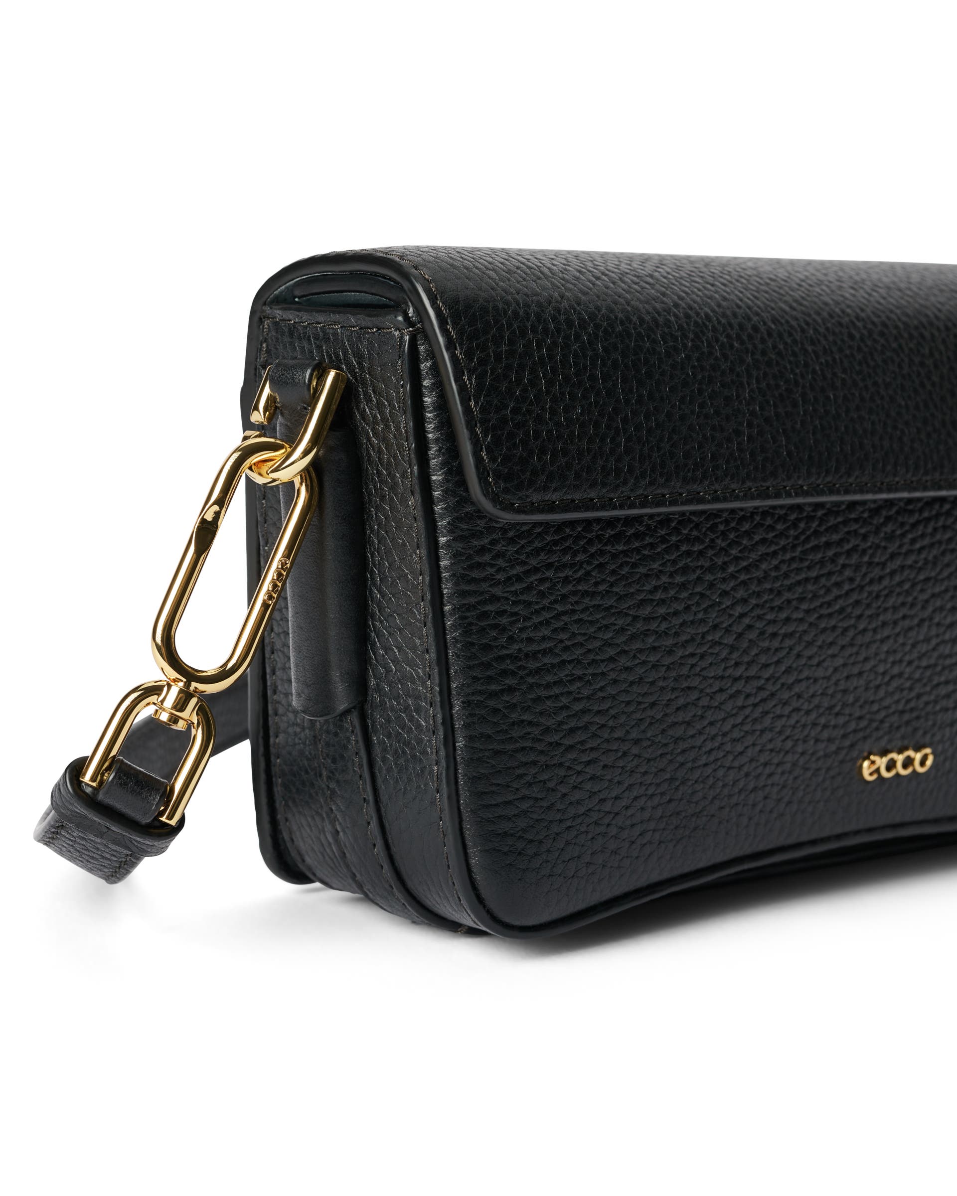 ECCO® Pinch Pebbled Leather Pinch Crossbody Bag - Black - Detail-1