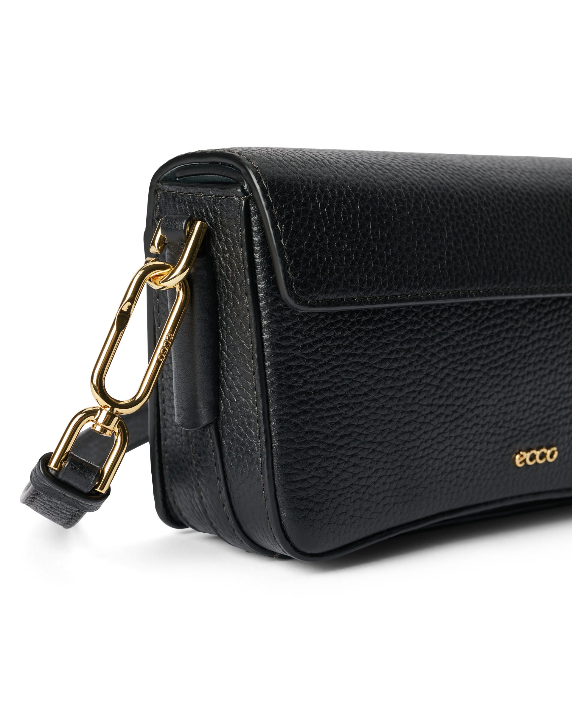 ECCO® Pinch Pebbled Leather Pinch Crossbody Bag - Black - Detail-1