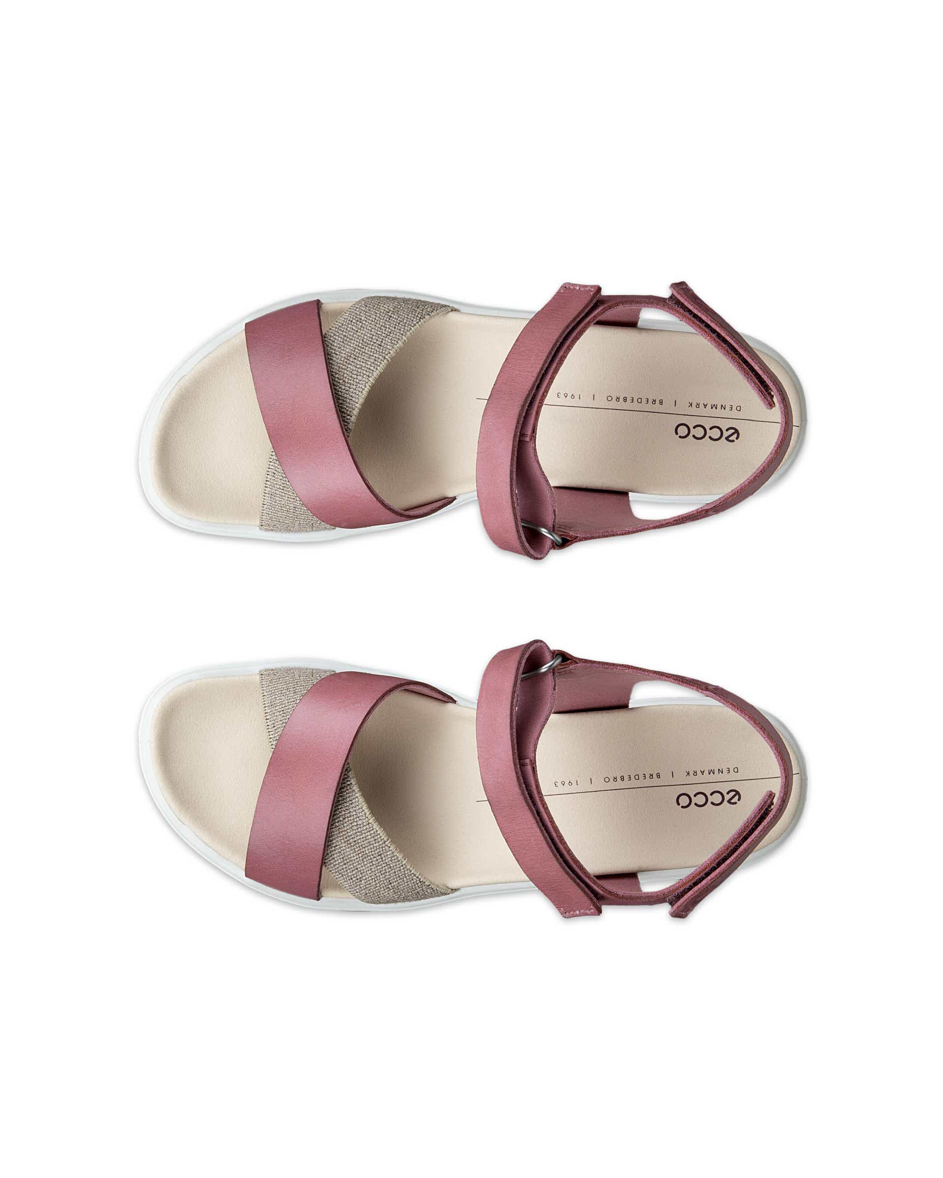 Women's ECCO® FLOWT WEDGE LX Leather Wedge Sandal - Pink - Top left pair