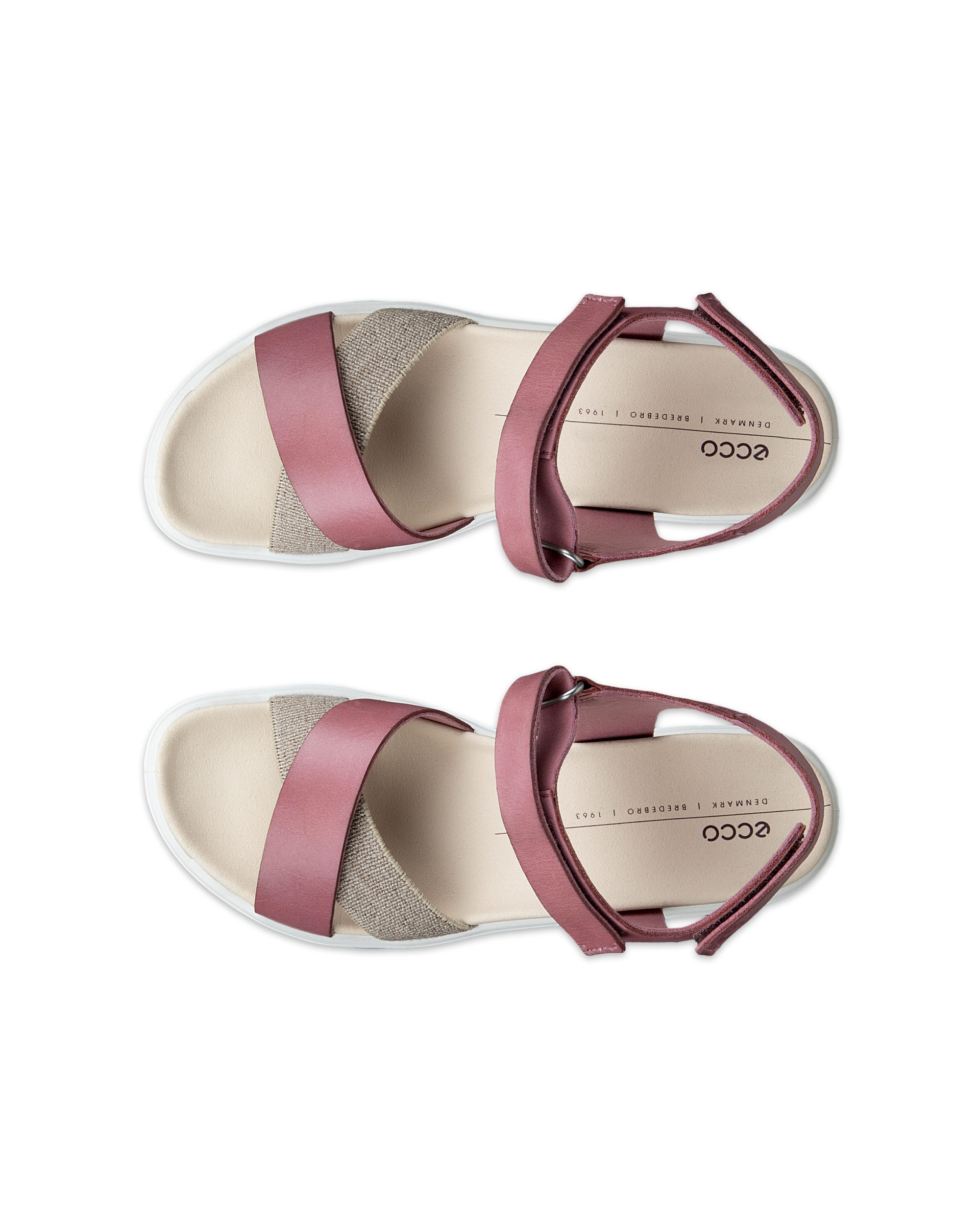 Women's ECCO® FLOWT WEDGE LX Leather Wedge Sandal - Pink - Top left pair