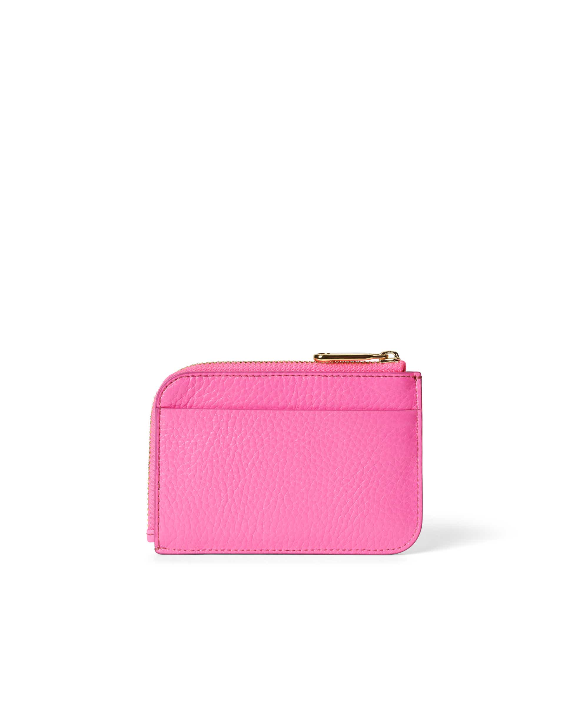 Porte-cartes zippé en cuir grainé ECCO® - Rose - Back