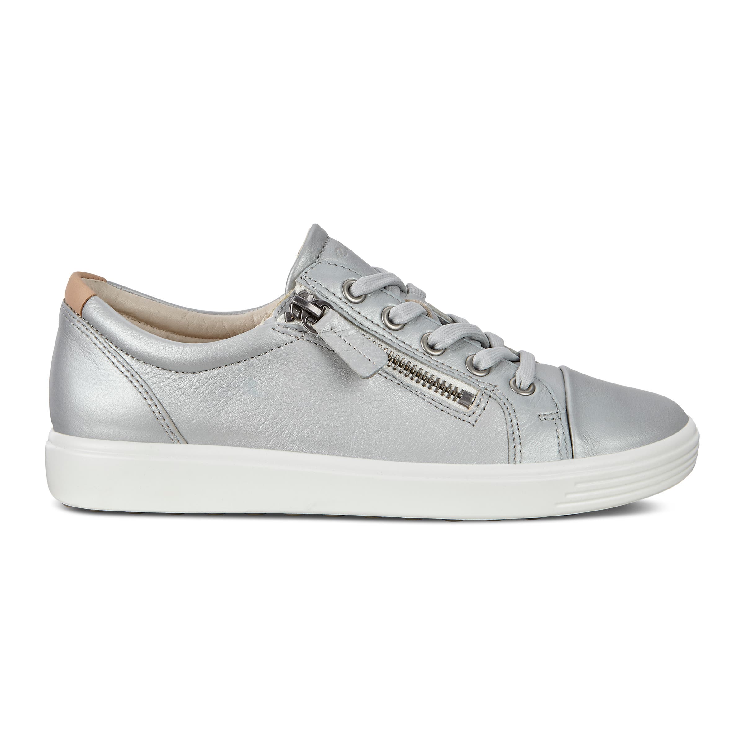 ECCO Women's Soft 7 Side Zip Sneakers - Grey - Outside