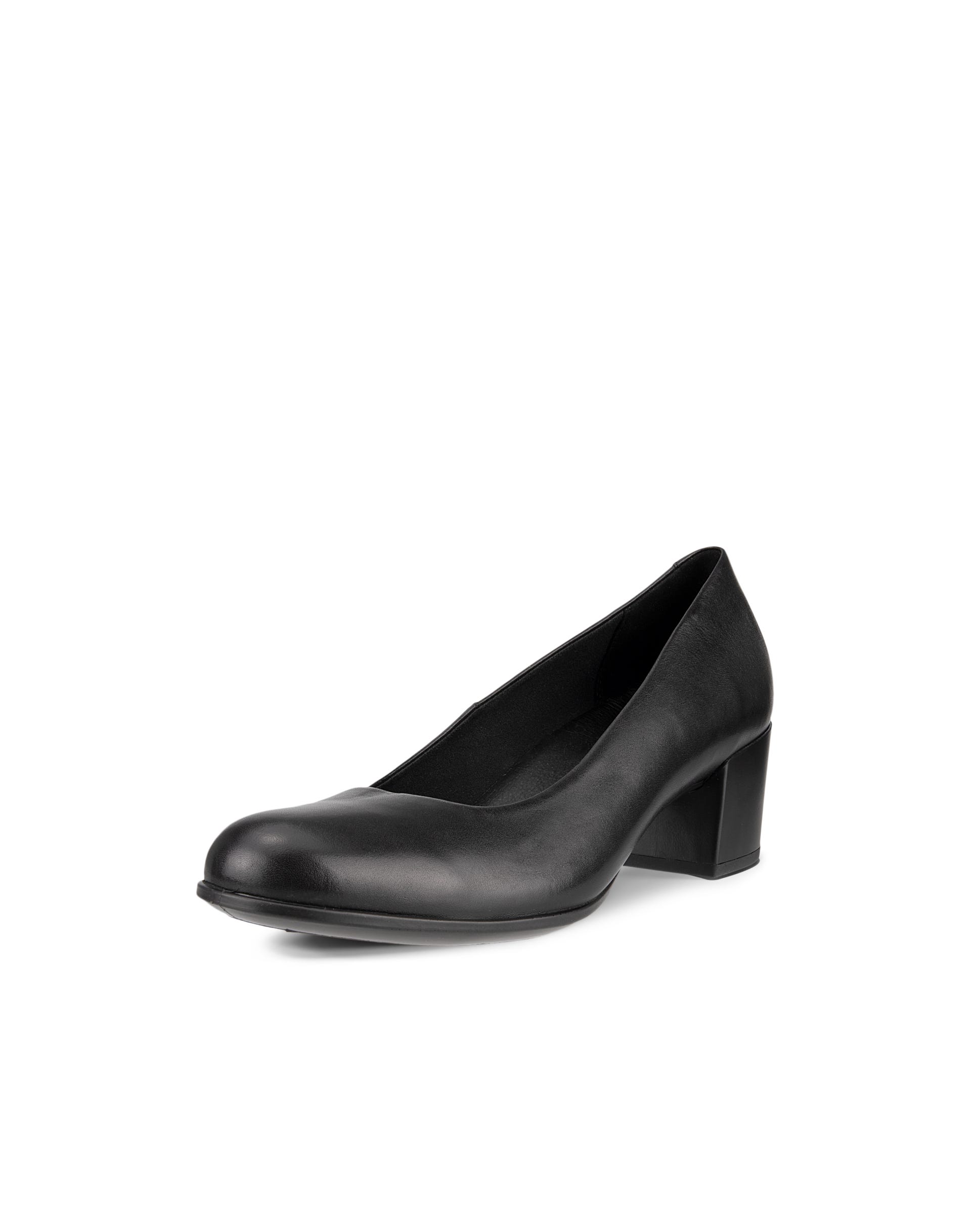 Women's ECCO® Dress Classic 35 Leather Block-Heeled Pump - Black - Main