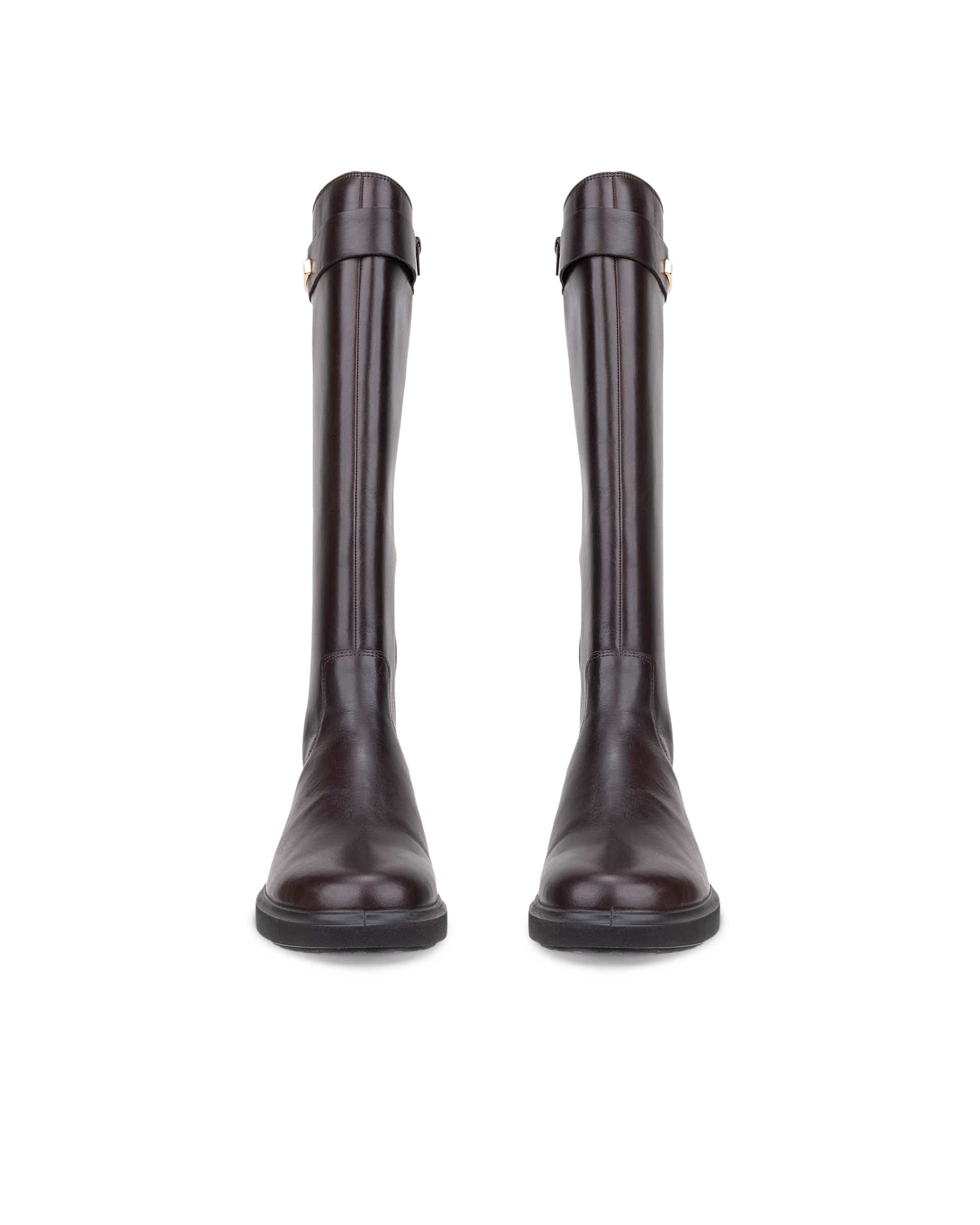 ECCO® Metropole Amsterdam bottes hautes en cuir pour femme - Brun - Front pair