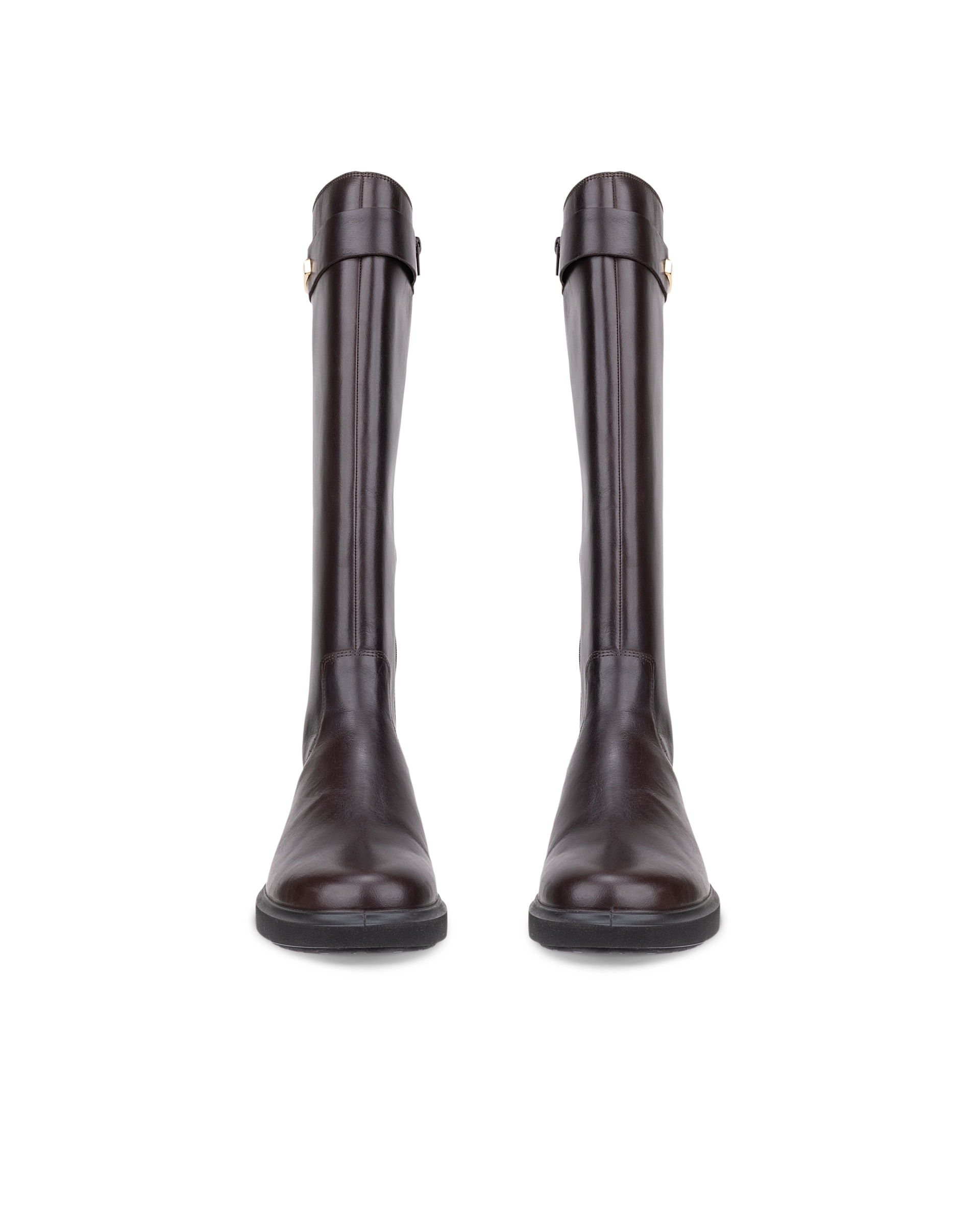 ECCO® Metropole Amsterdam bottes hautes en cuir pour femme - Brun - Front pair
