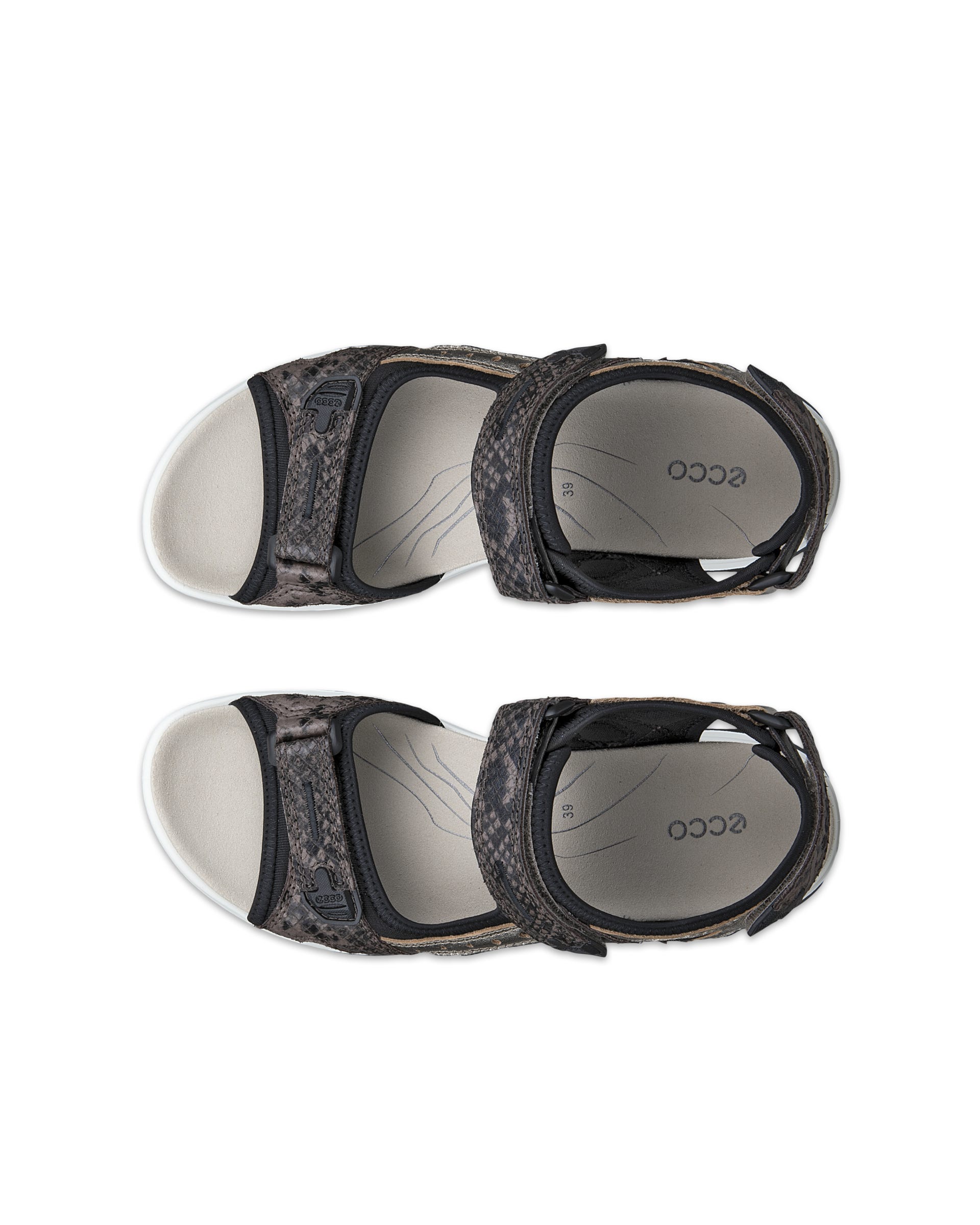 Chinelos tiras cruzadas couro mulher ECCO® OFFROAD - Castanho - Top left pair