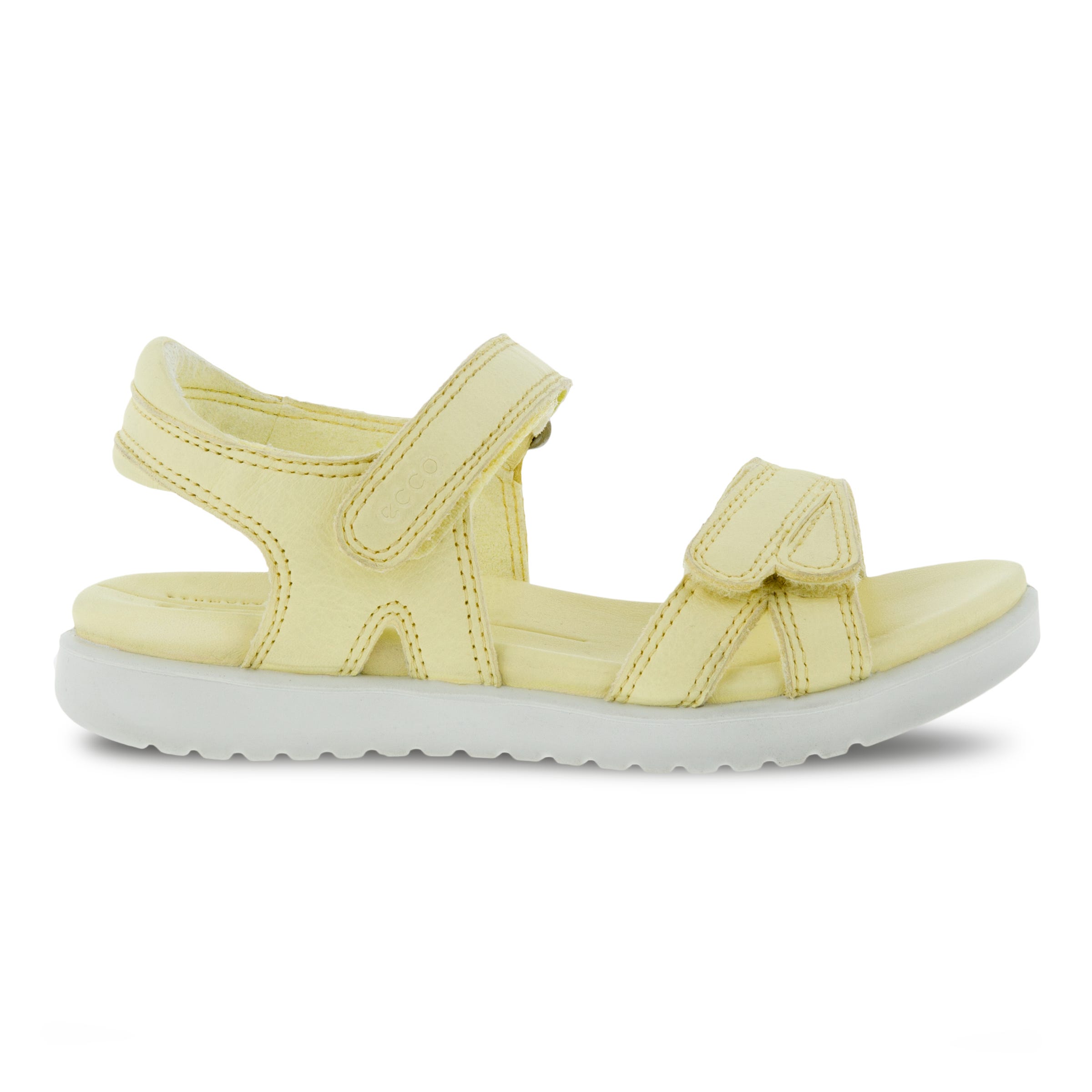 Kids' ECCO® Flora Leather Two Strap Sandal - Yellow - Outside