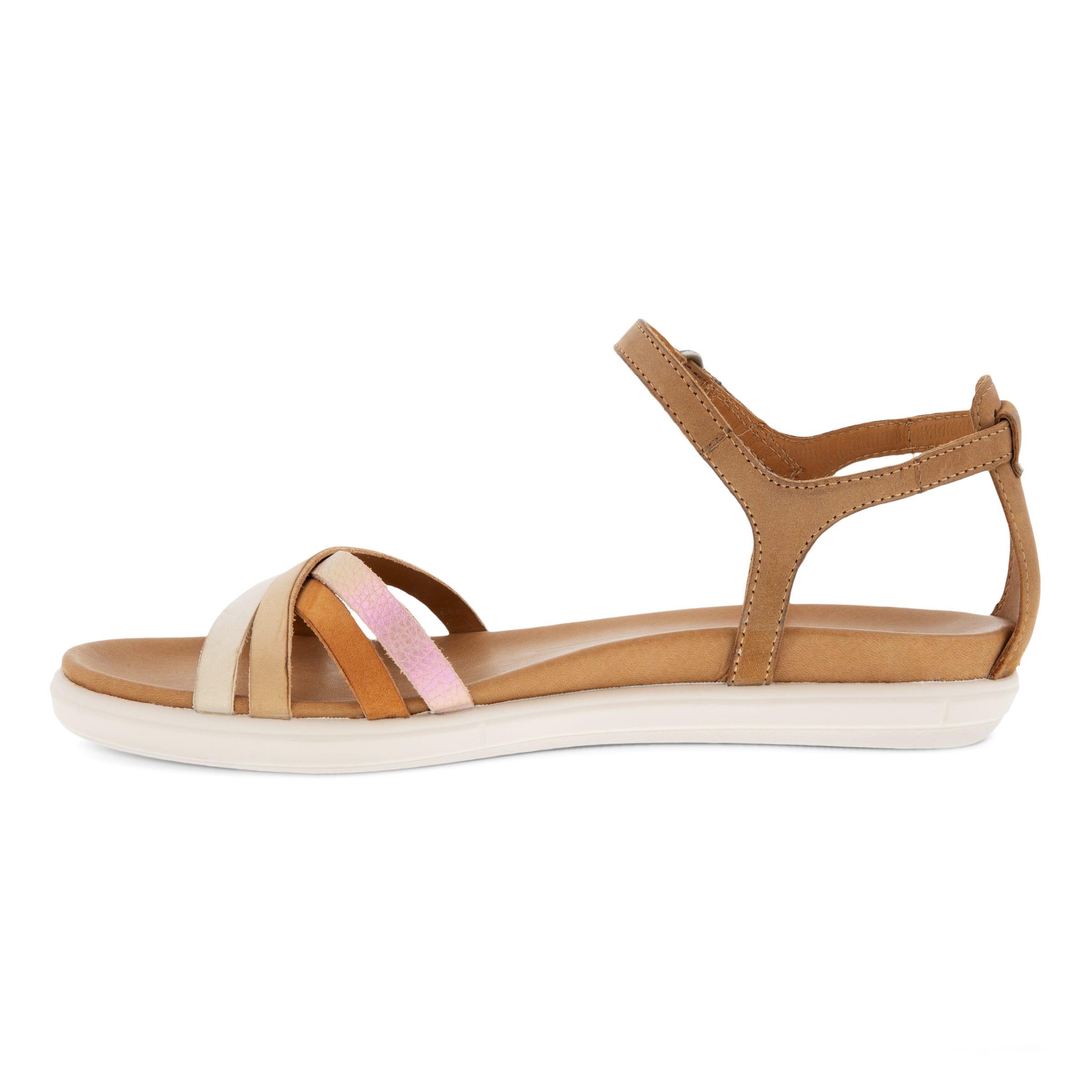 Women's ECCO® Simpil Leather Flat Sandal - Brown - Inside