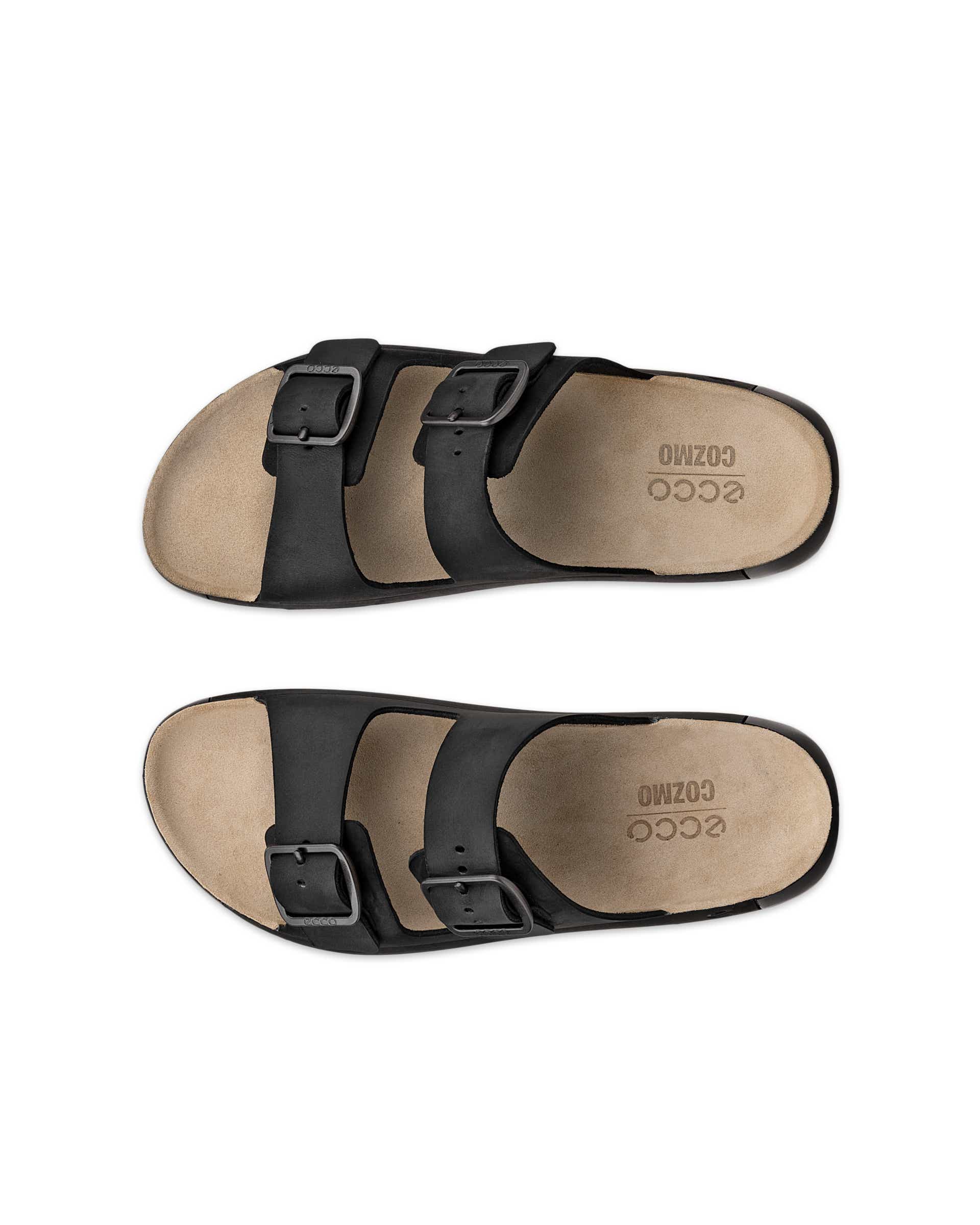 ECCO® Cozmo sandale en nubuck deux brides pour homme - Noir - Top left pair