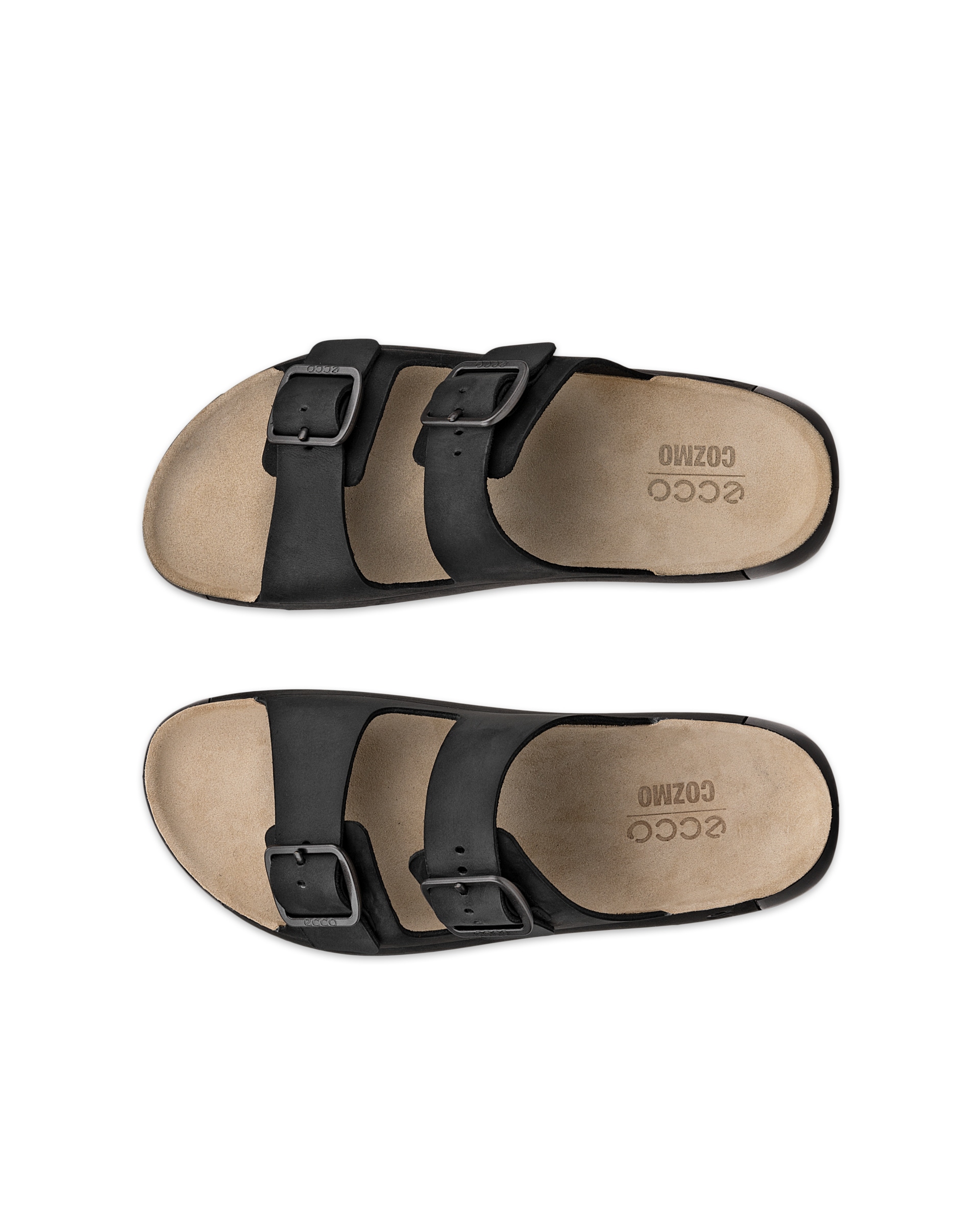 ECCO® Cozmo sandale en nubuck deux brides pour homme - Noir - Top left pair