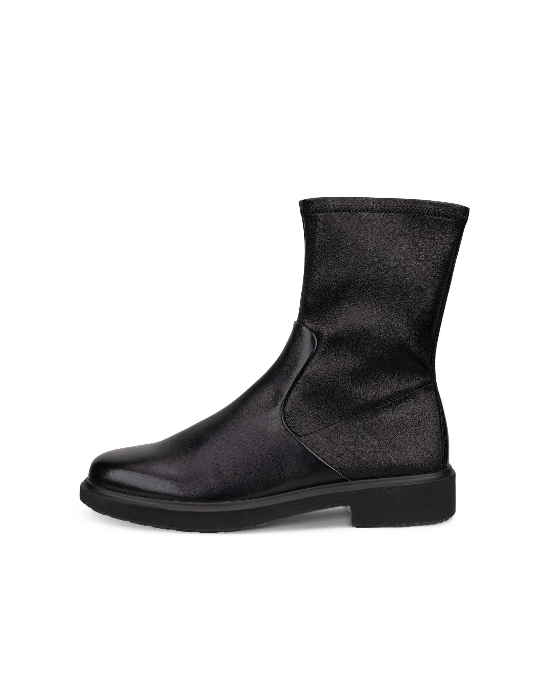Women's ECCO® Metropole Amsterdam Leather Mid-Cut Boot - Black - Outside