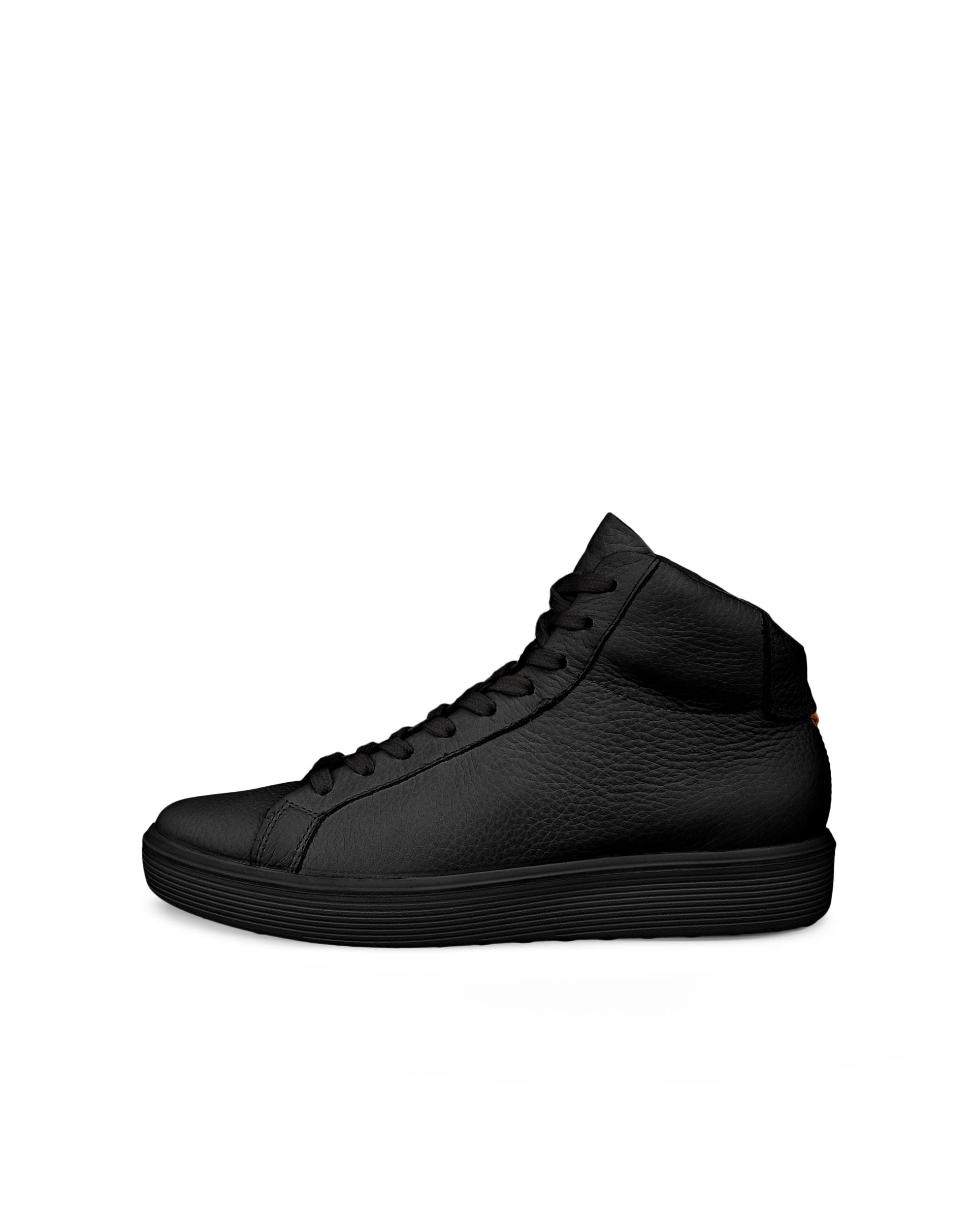 Women's ECCO® Soft 60 Leather High-Top Sneaker - Black - Outside