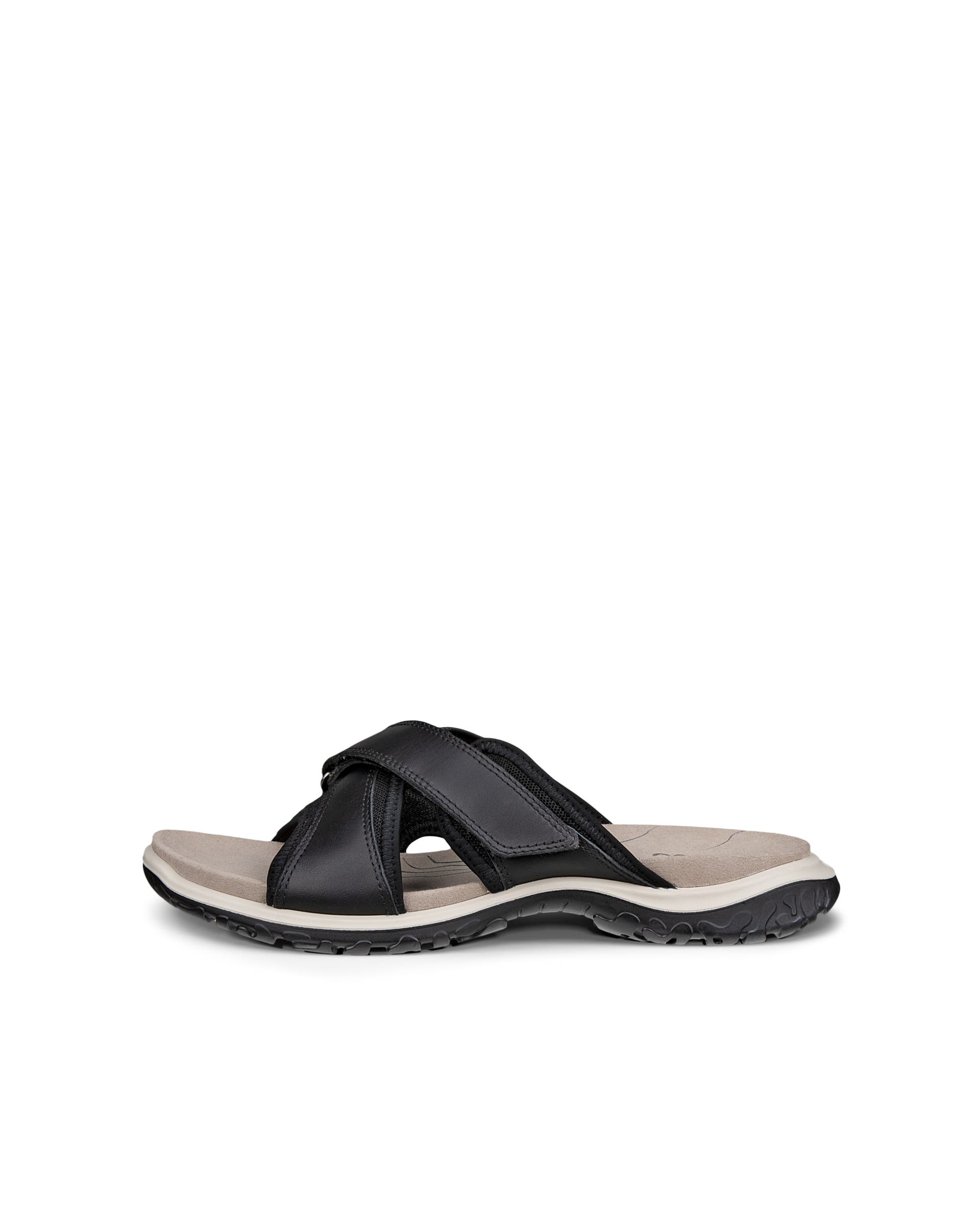 Women's ECCO® Offroad Roam Leather Slide Sandal - Black - Outside