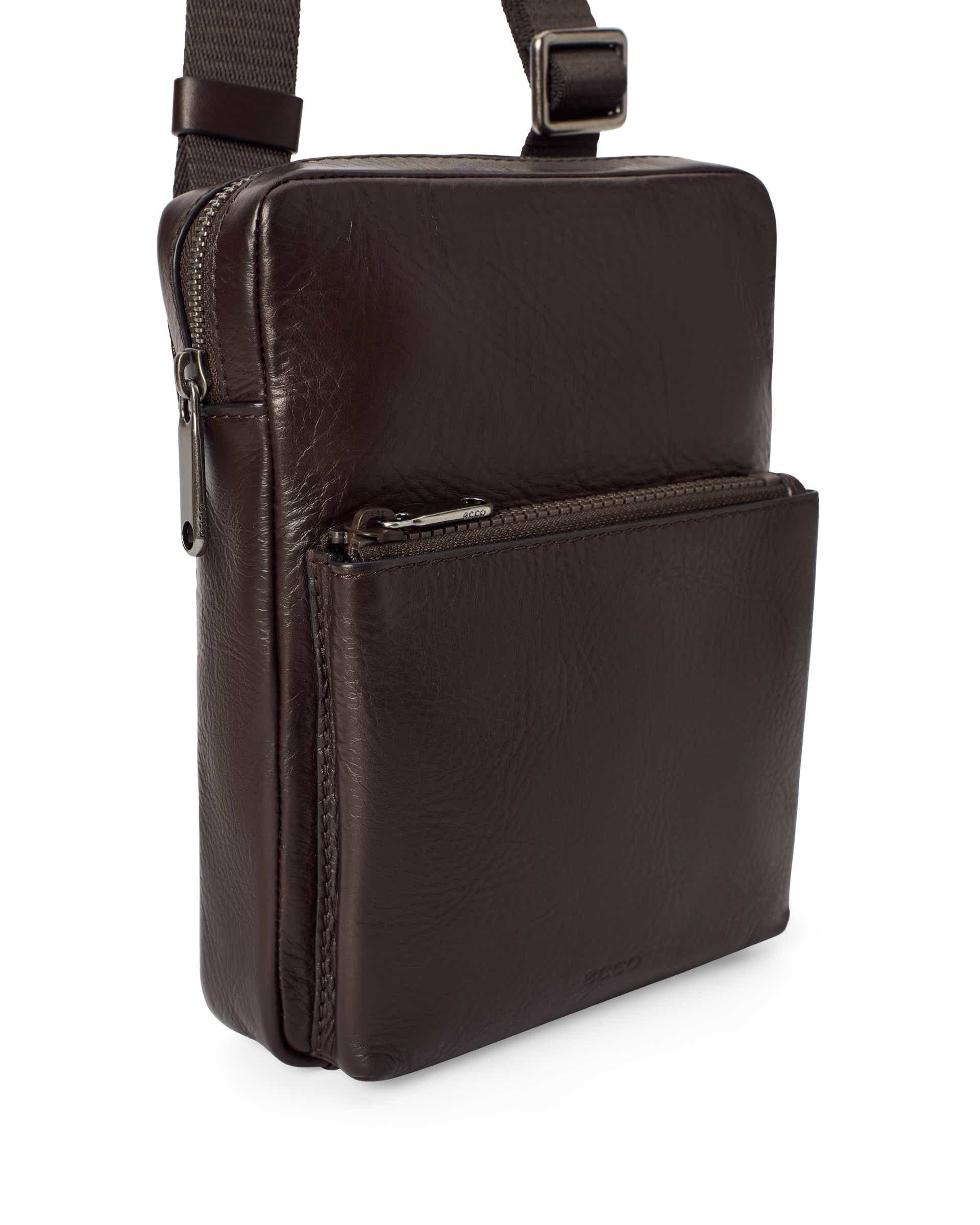 Kožená plochá kabelka cez rameno ECCO® FLAT POUCH CITY - Hnedá - Detail-1