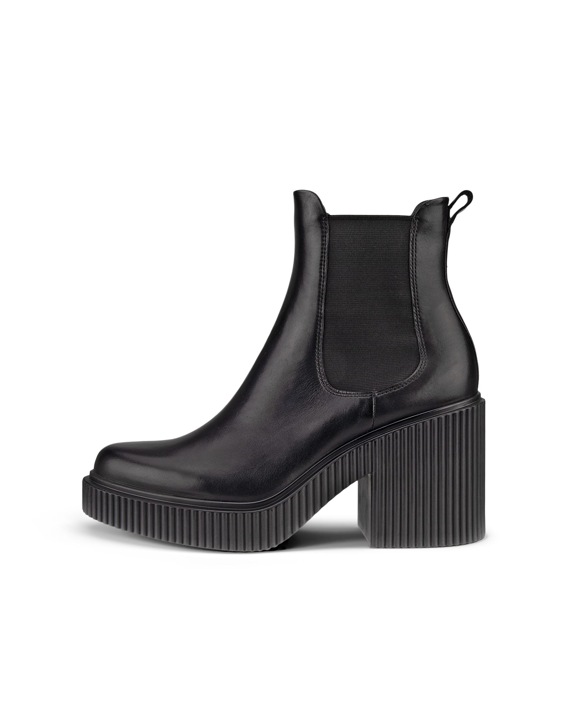 ECCO Fluted Heel ウィメンズ レザーチェルシーブーツ | ブラック ECCO Fluted Heel ウィメンズ レザーチェルシーブーツ | ブラック
