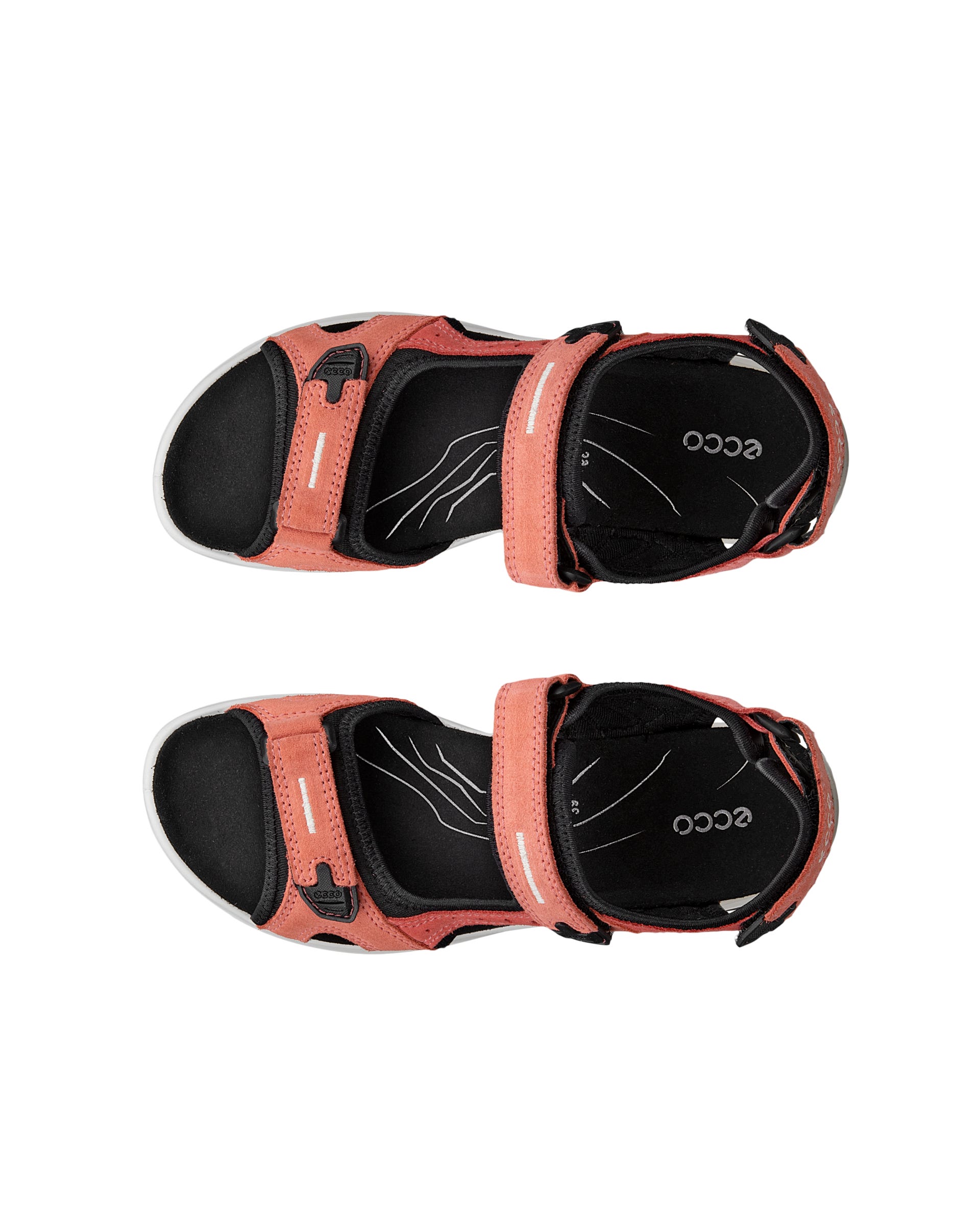 Women's ECCO® Offroad Suede Flat Sandal - Orange - Top left pair