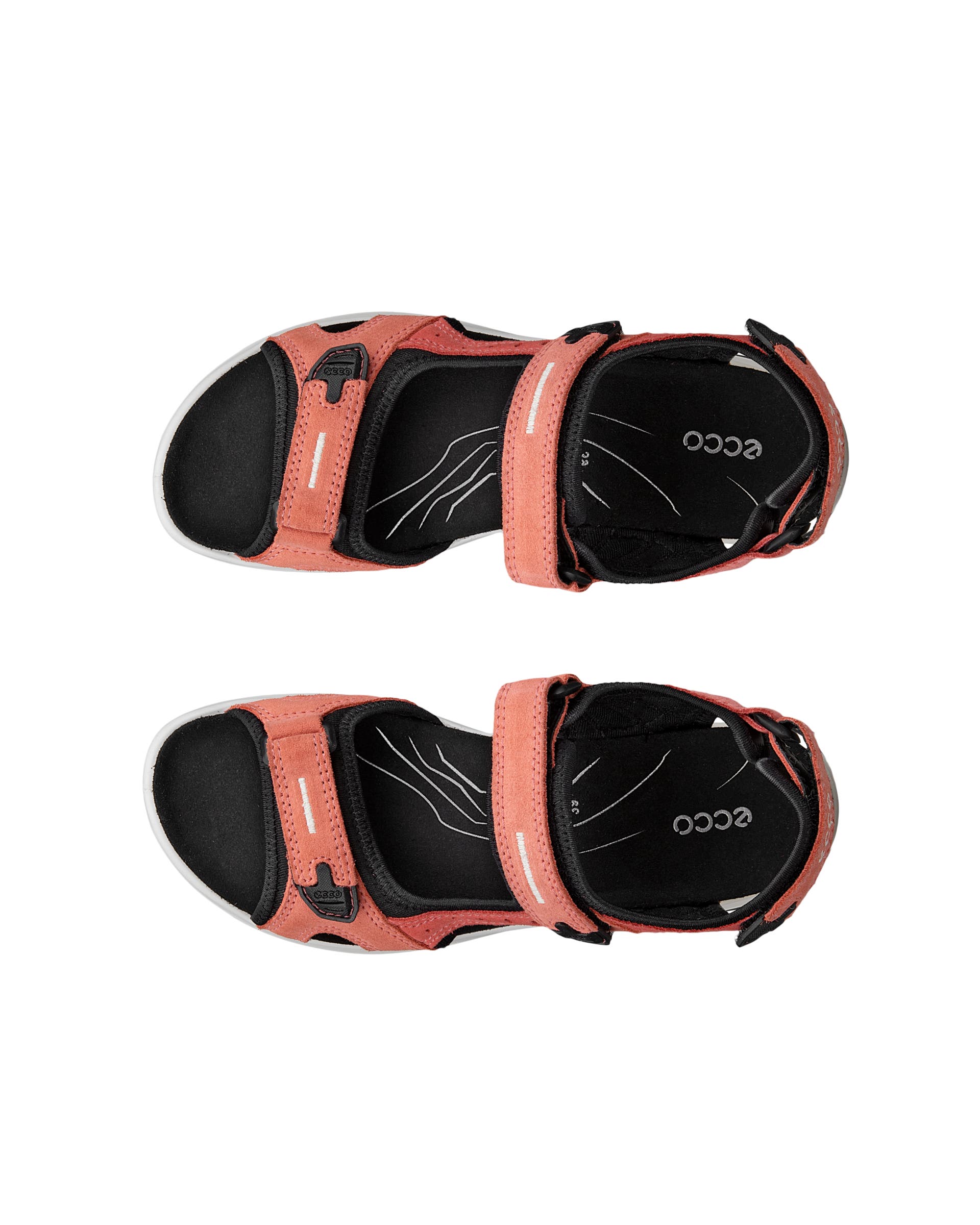 Women's ECCO® Offroad Suede Flat Sandal - Orange - Top left pair