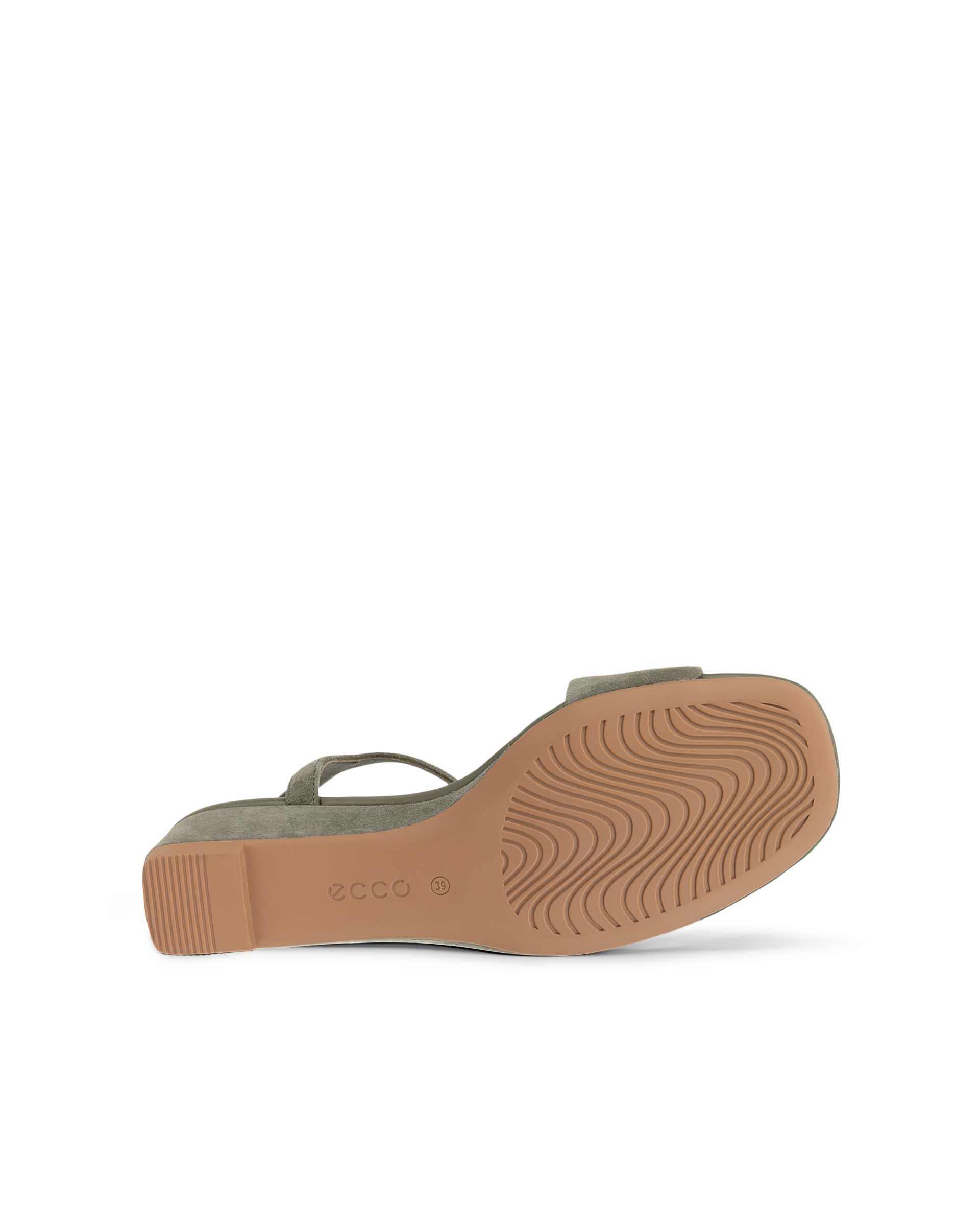 Women's ECCO® Astrid Leather Wedge Sandal - Green - Sole