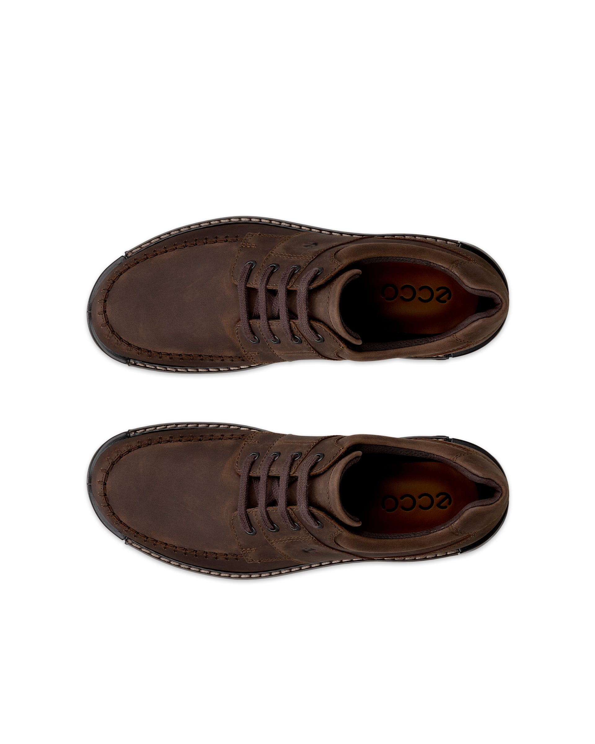 Men's ECCO® Fusion Oiled Nubuck Lace-Up Shoe - Brown - Top left pair