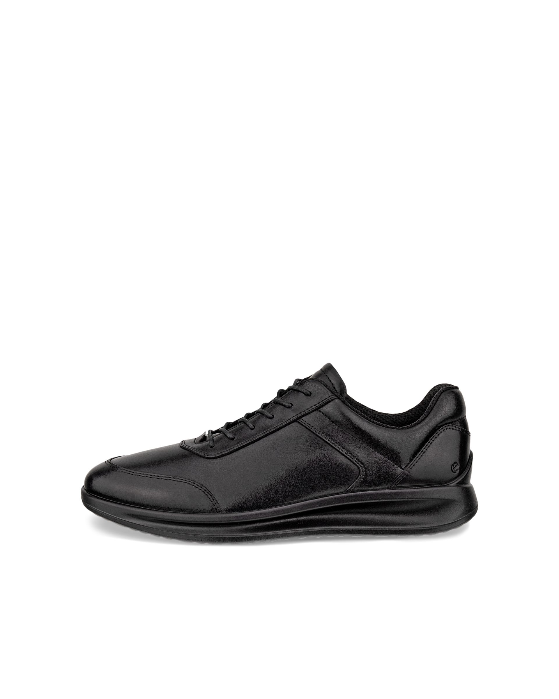 Men's ECCO® Aquet Leather Dress Shoe - Black - Outside