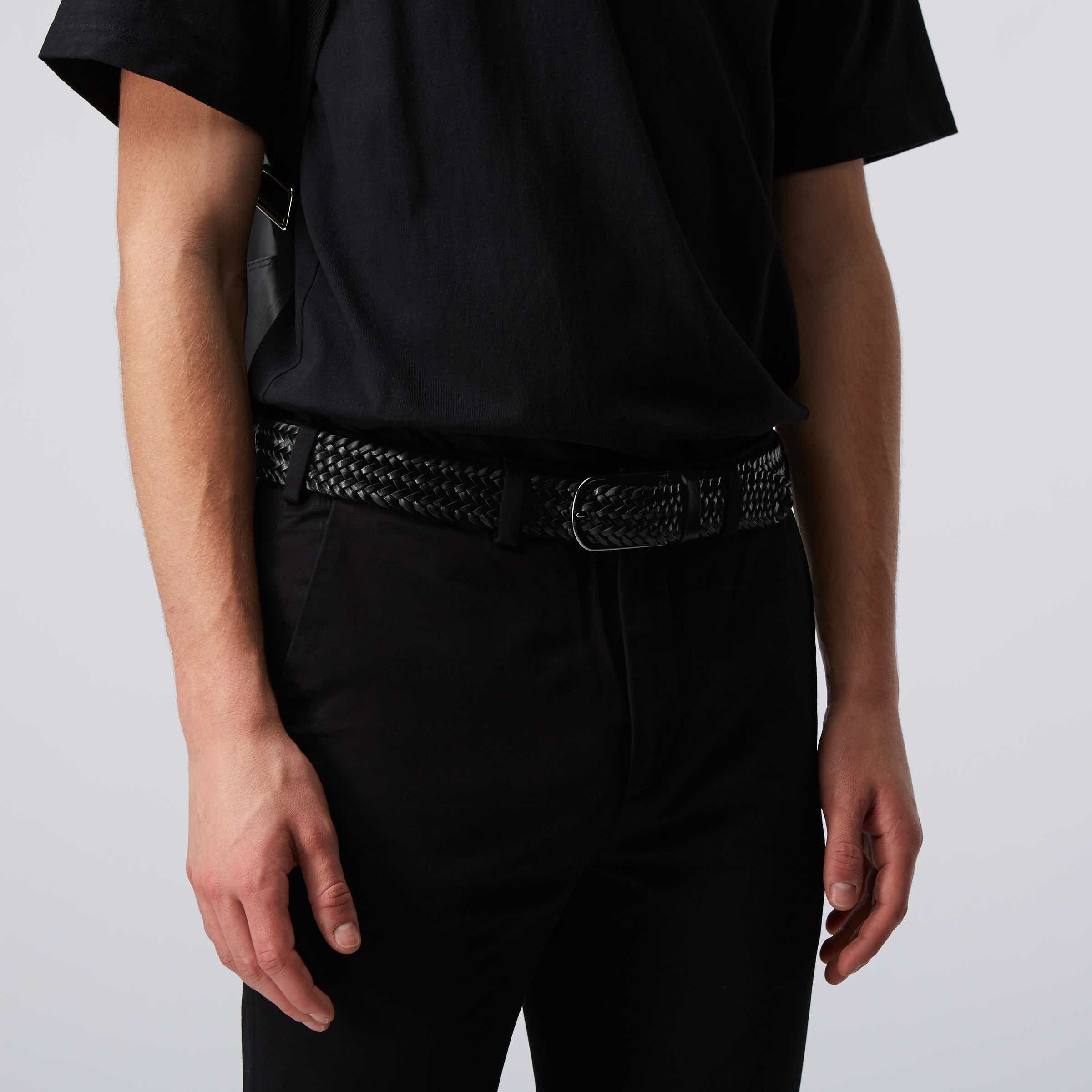 Men's ECCO® Textile Formal Braided Belt - Black - Modelshot-1