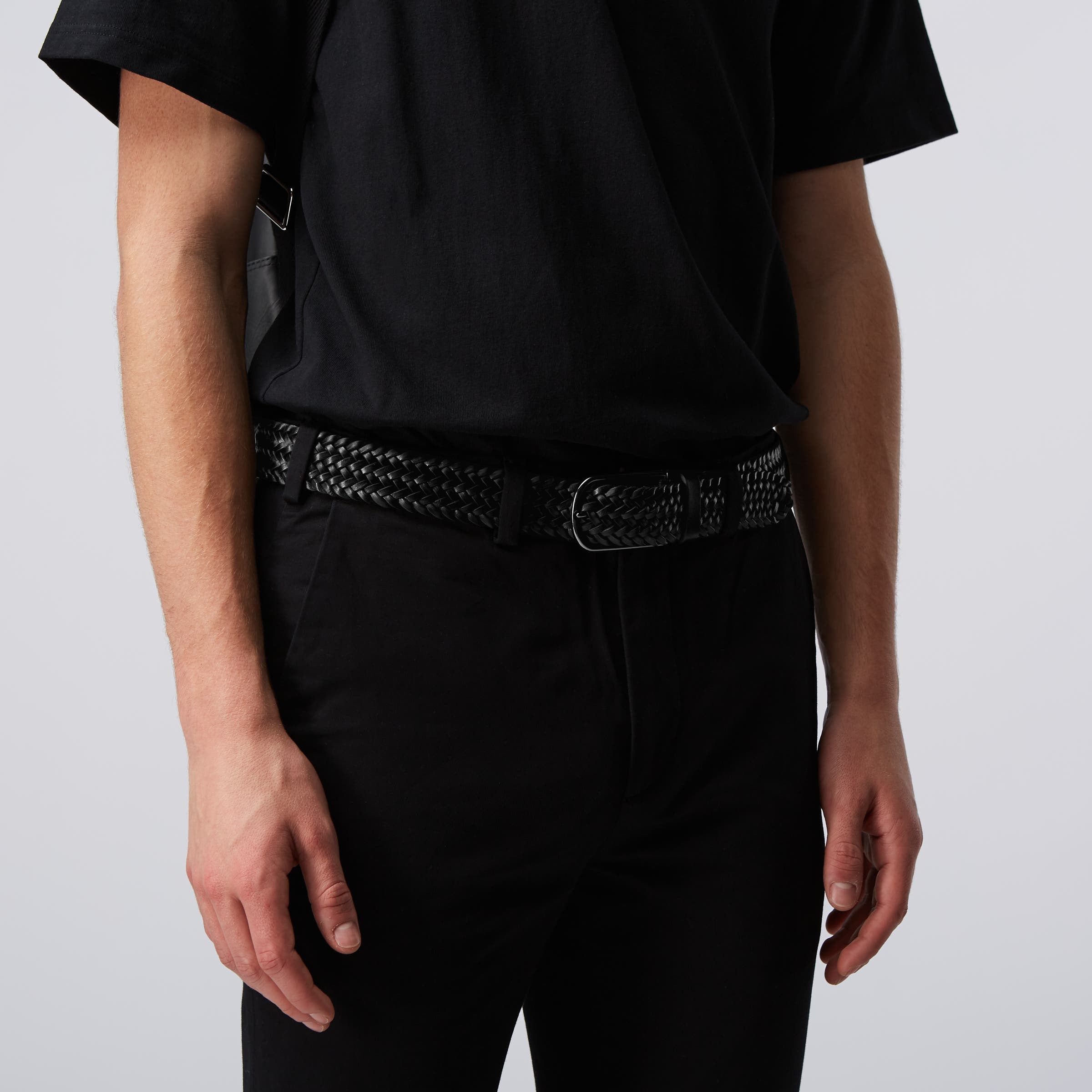 Men's ECCO® Textile Formal Braided Belt - Black - Modelshot-1