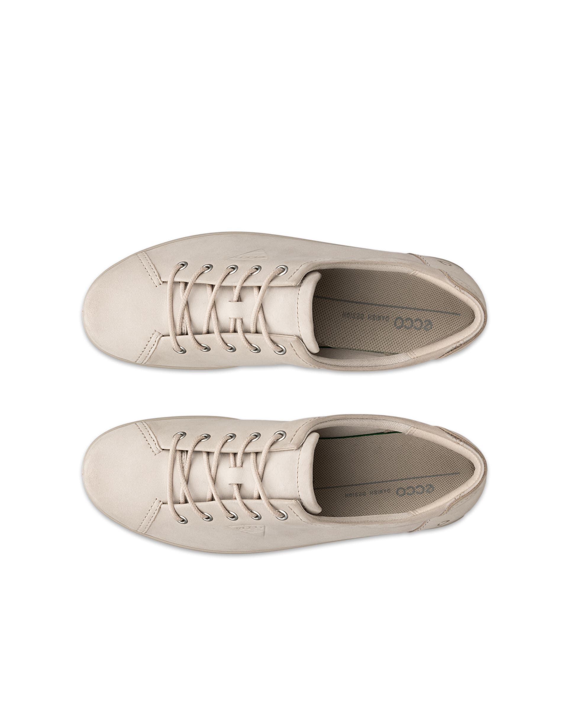 ECCO® SOFT 2.0 sko i nubuck med snørebånd til damer - Beige - Top left pair