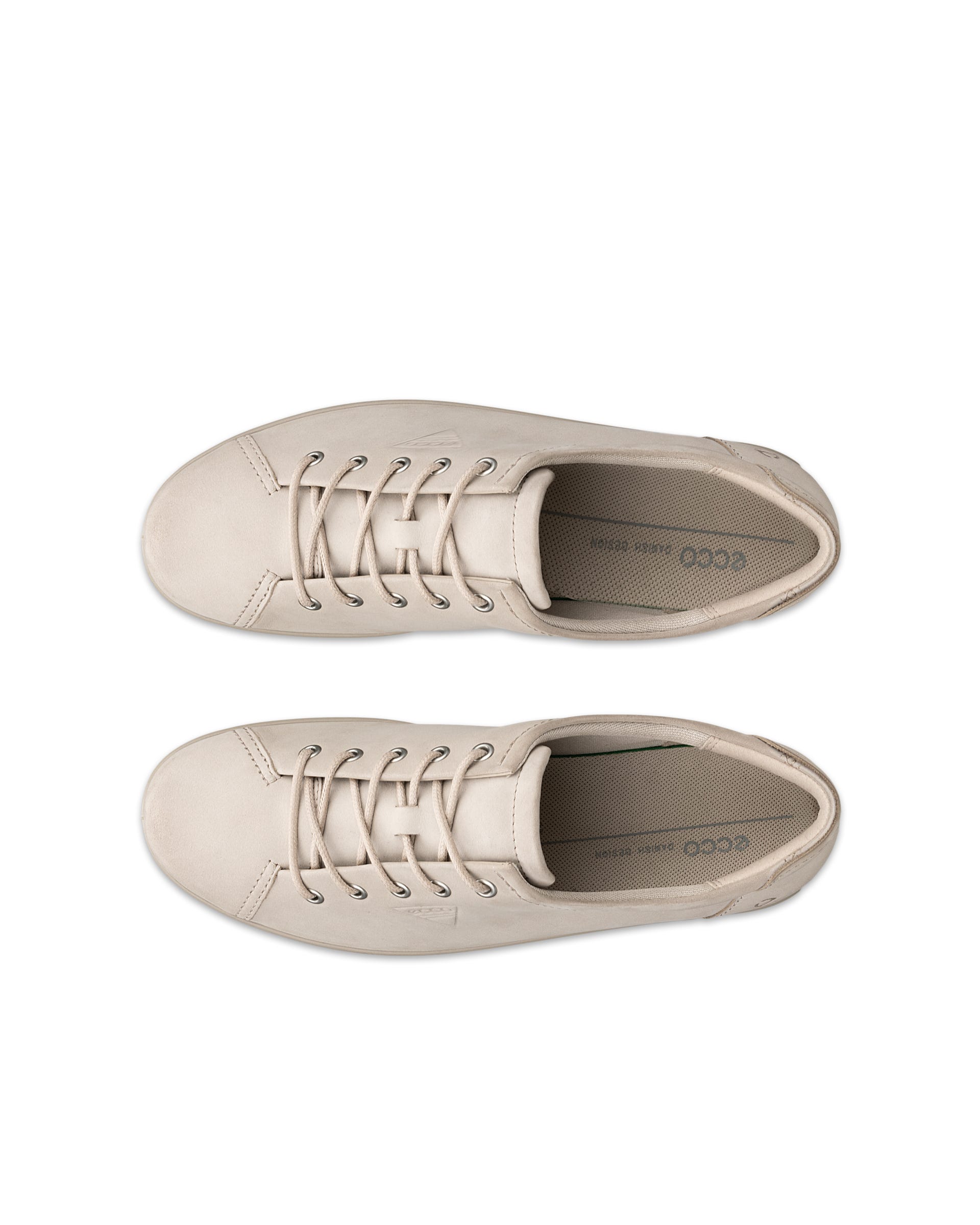ECCO® SOFT 2.0 sko i nubuck med snørebånd til damer - Beige - Top left pair