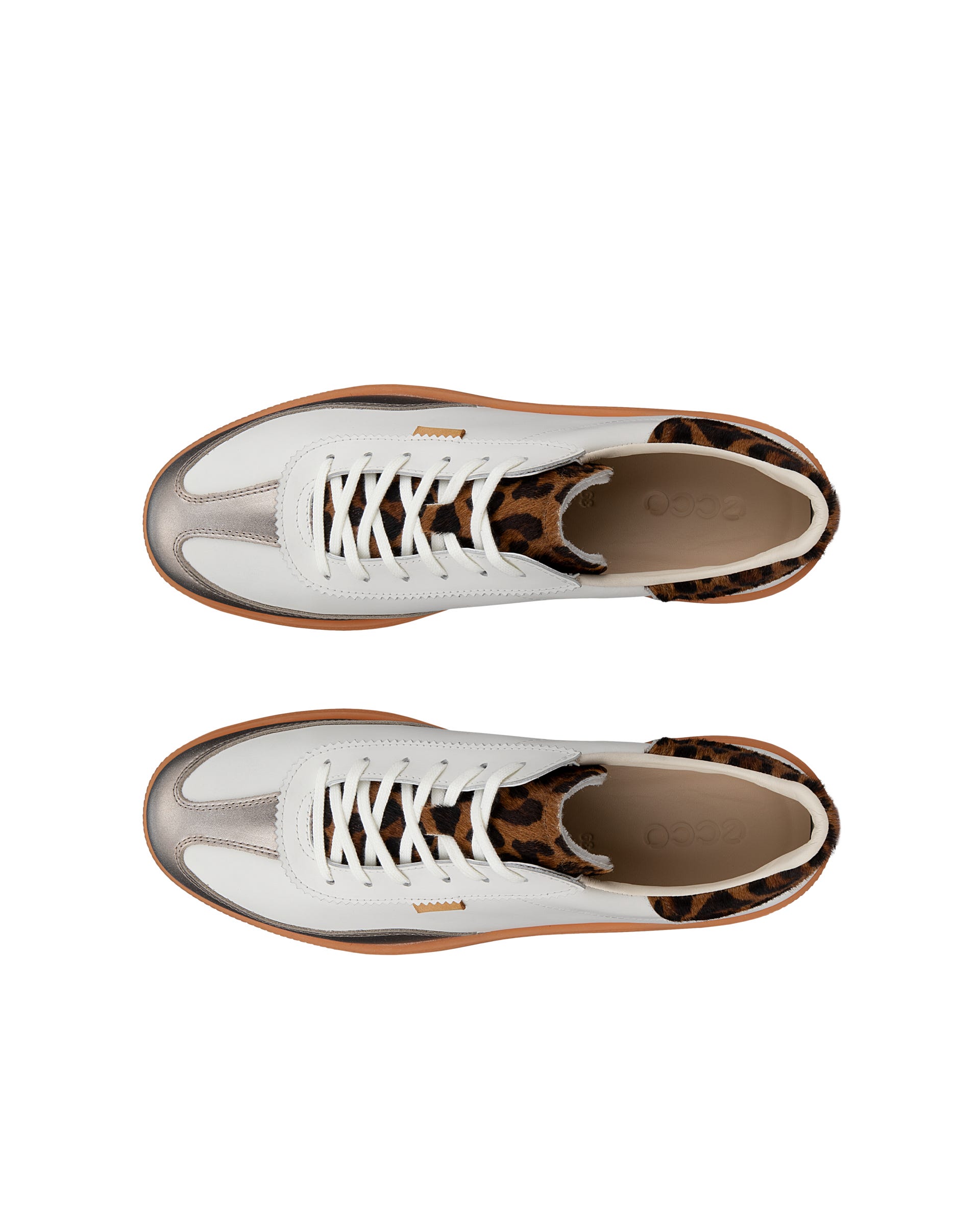 ECCO® SOFT 11 dames leren sneaker - Wit - Top left pair