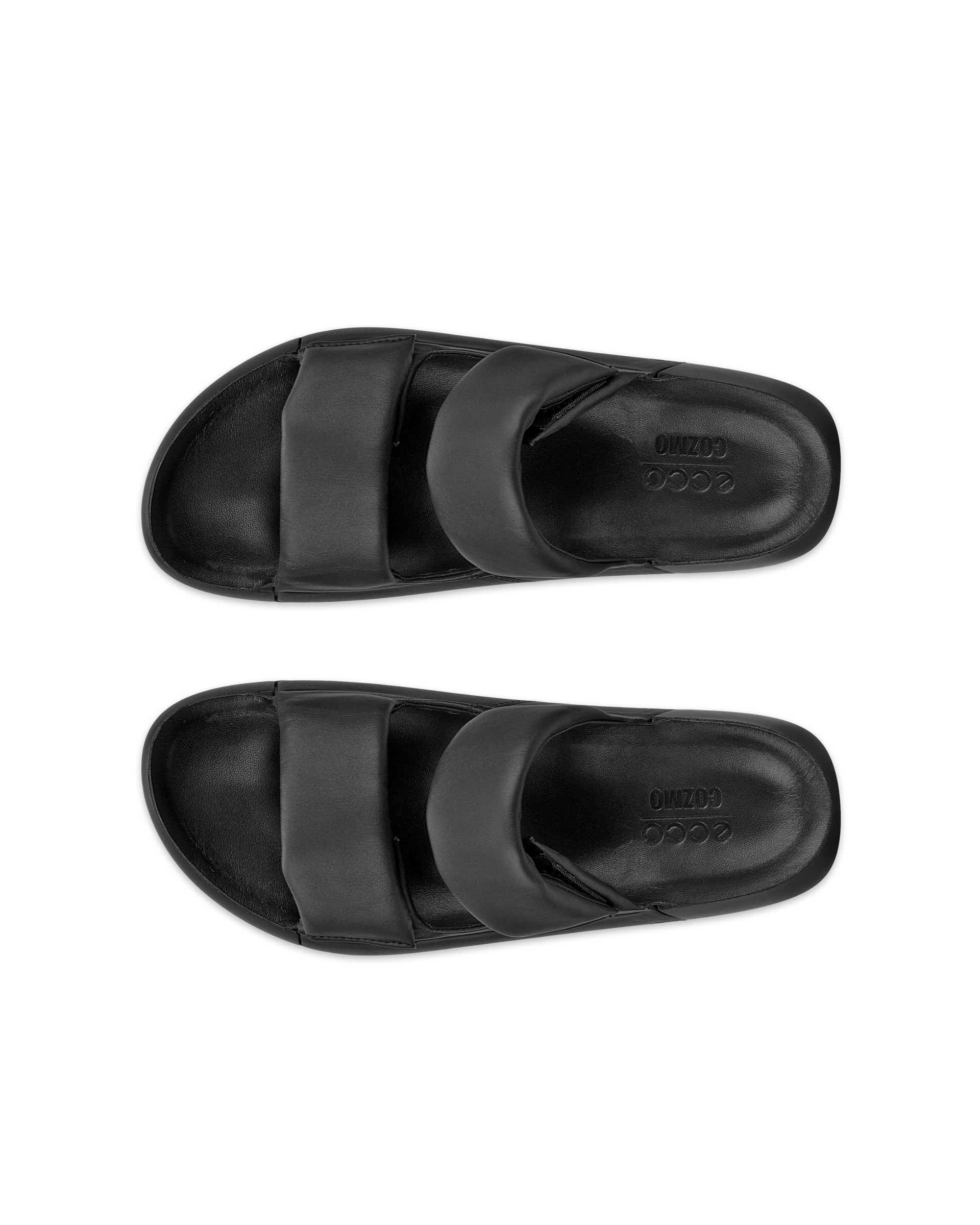 ECCO Cozmo PF ウィメンズ レザー2ストラップサンダル - ブラック - Top left pair