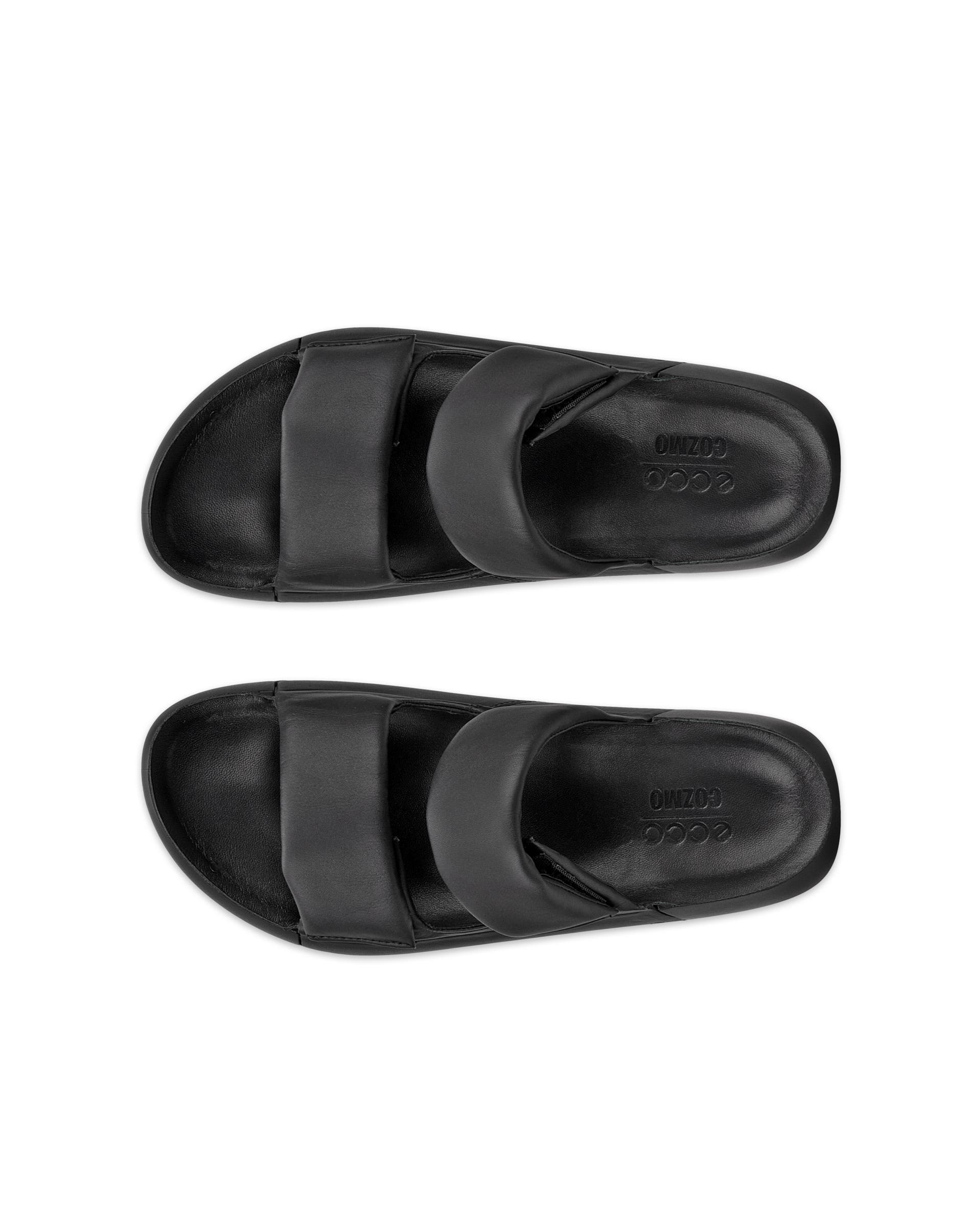 ECCO Cozmo PF ウィメンズ レザー2ストラップサンダル - ブラック - Top left pair