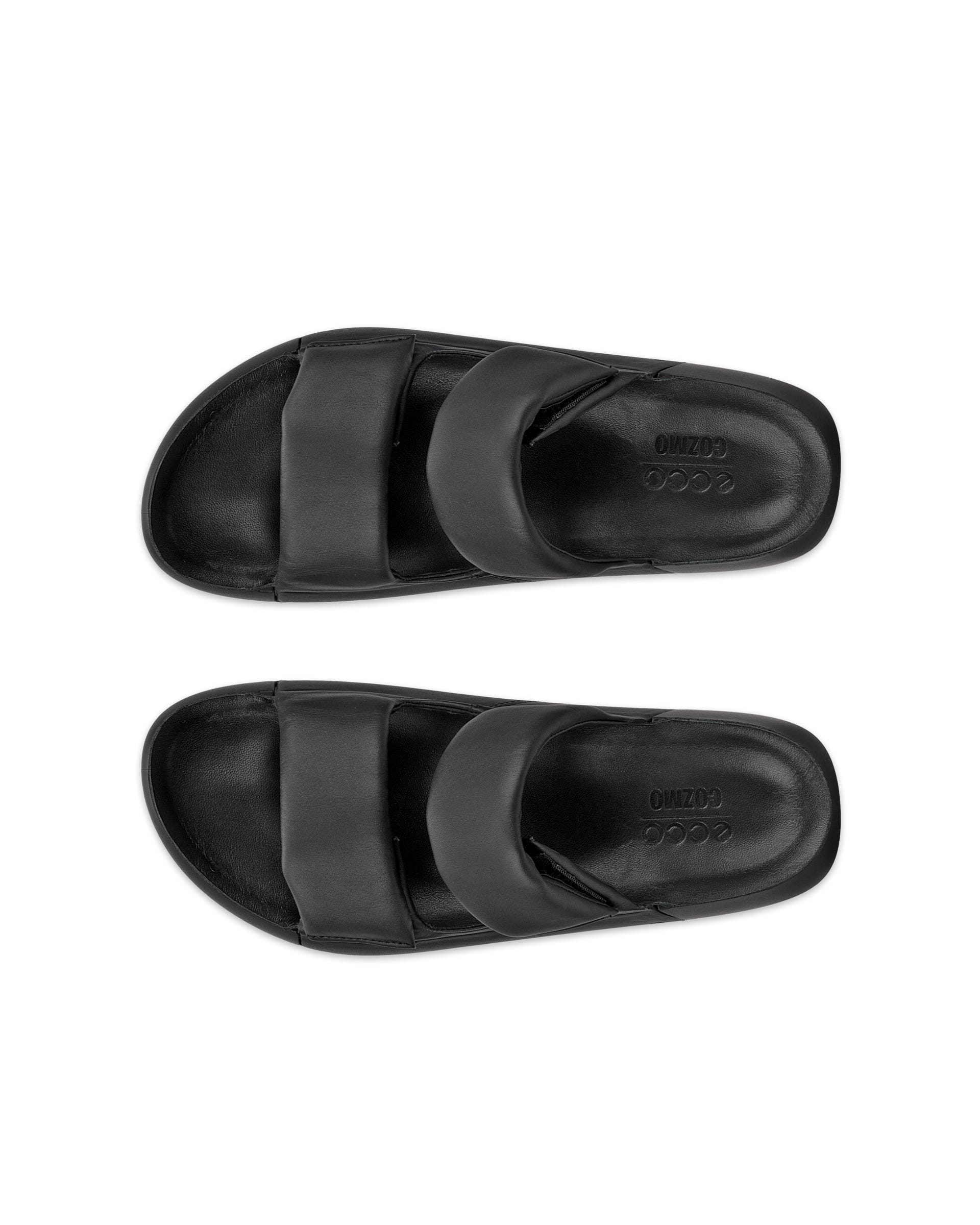 ECCO Cozmo PF ウィメンズ レザー2ストラップサンダル - ブラック - Top left pair