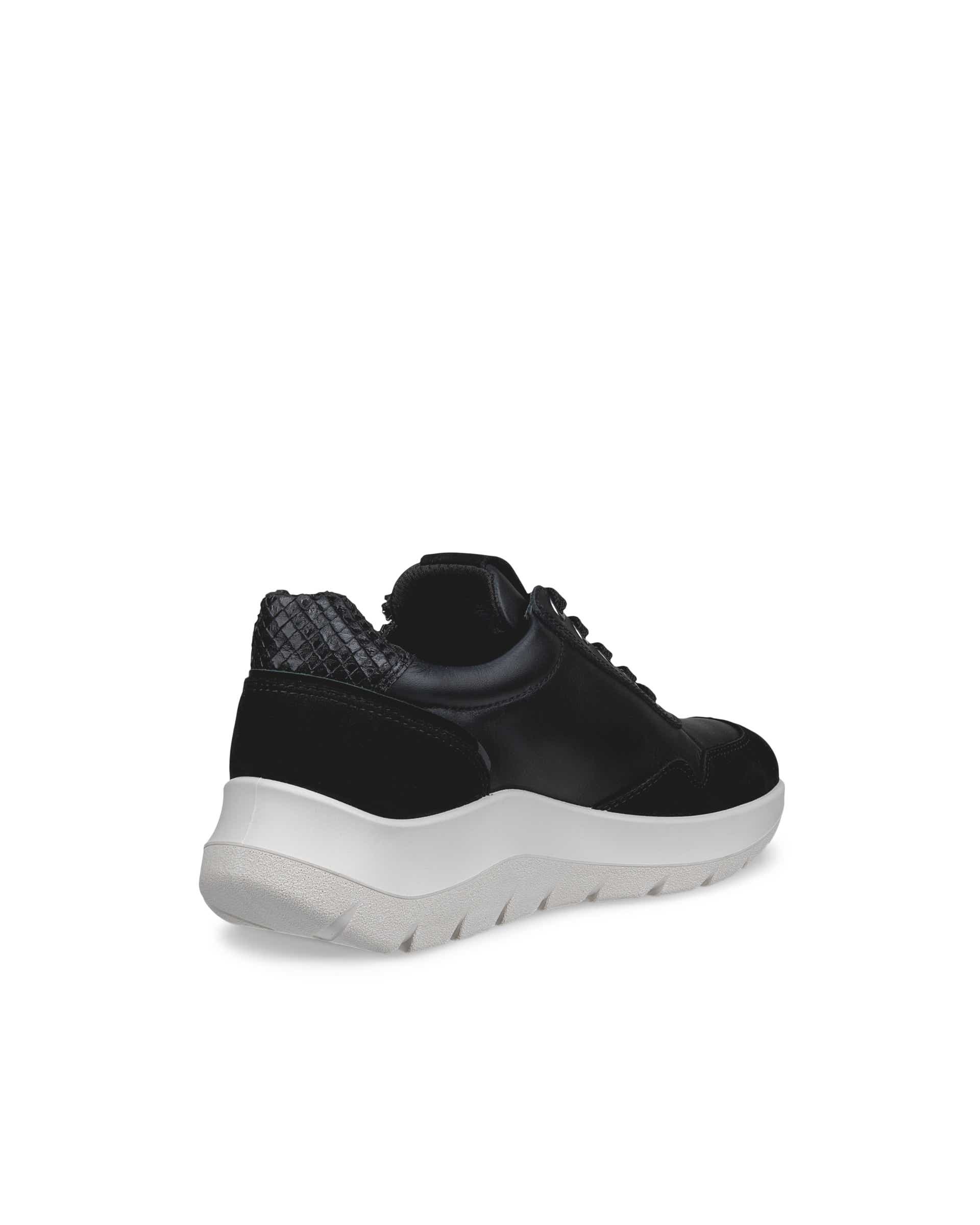 Women's ECCO® VALERIE Leather Trainer - Black - Back