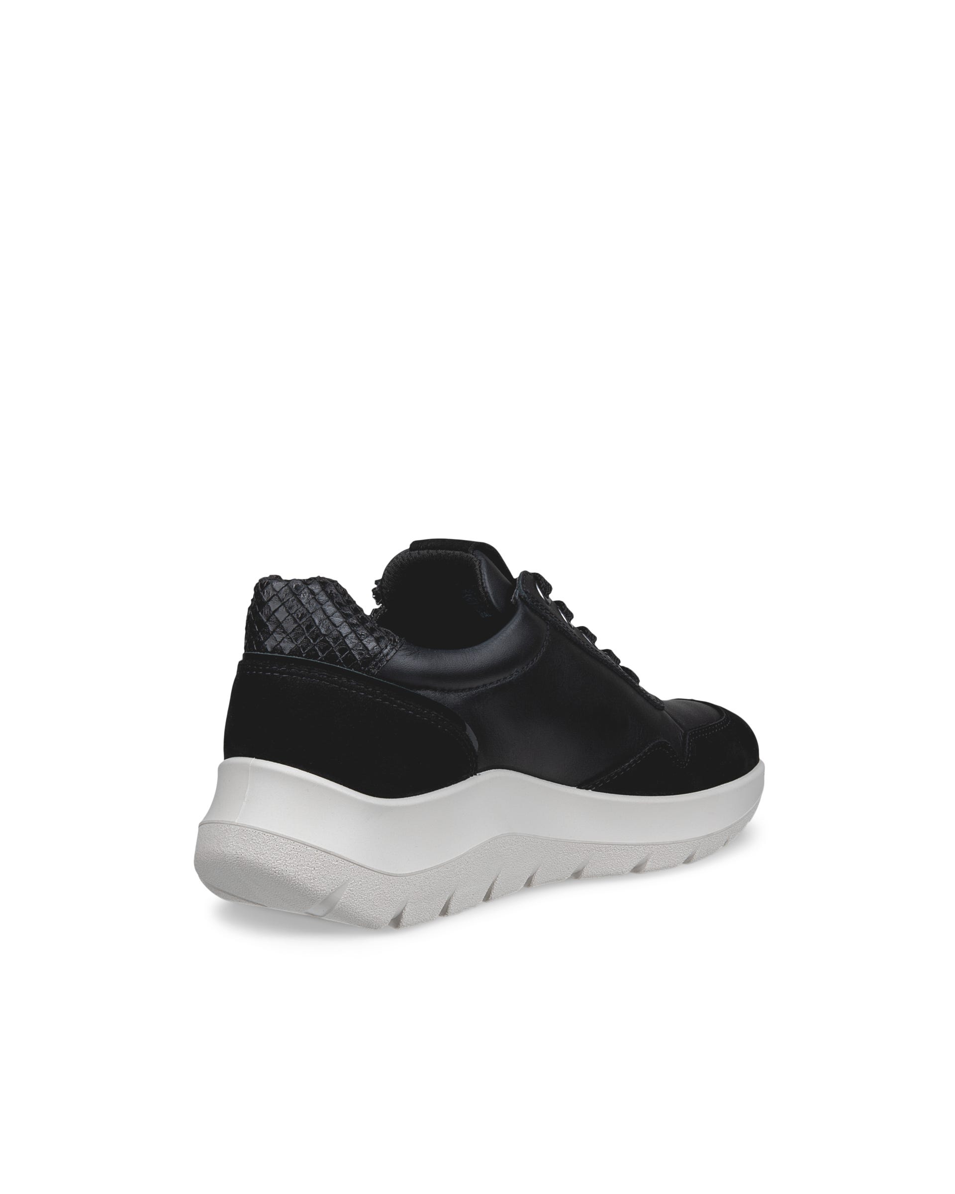 Women's ECCO® VALERIE Leather Trainer - Black - Back